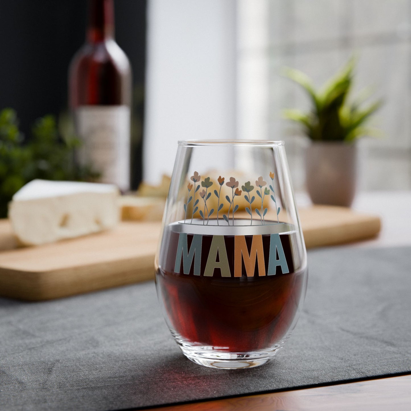 MAMA Floral | Stemless Wine Glass