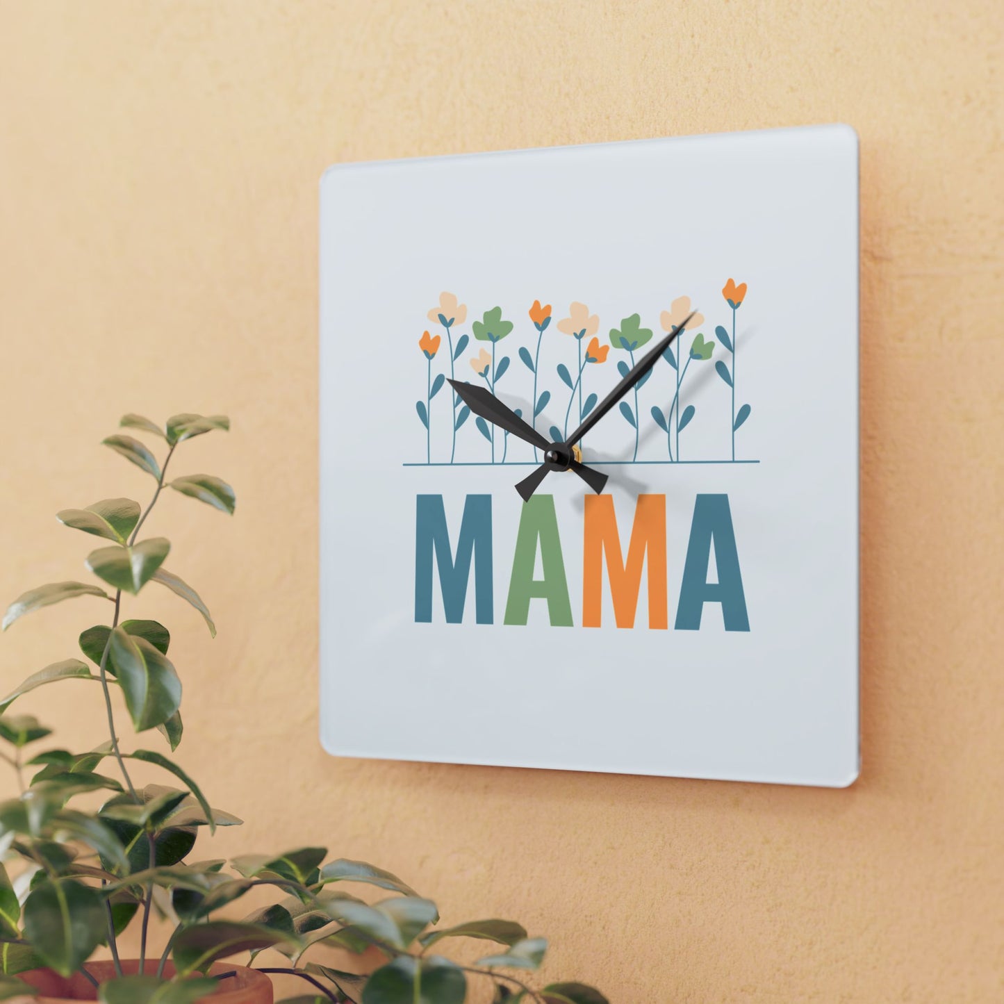 MAMA Floral | Acrylic Wall Clock