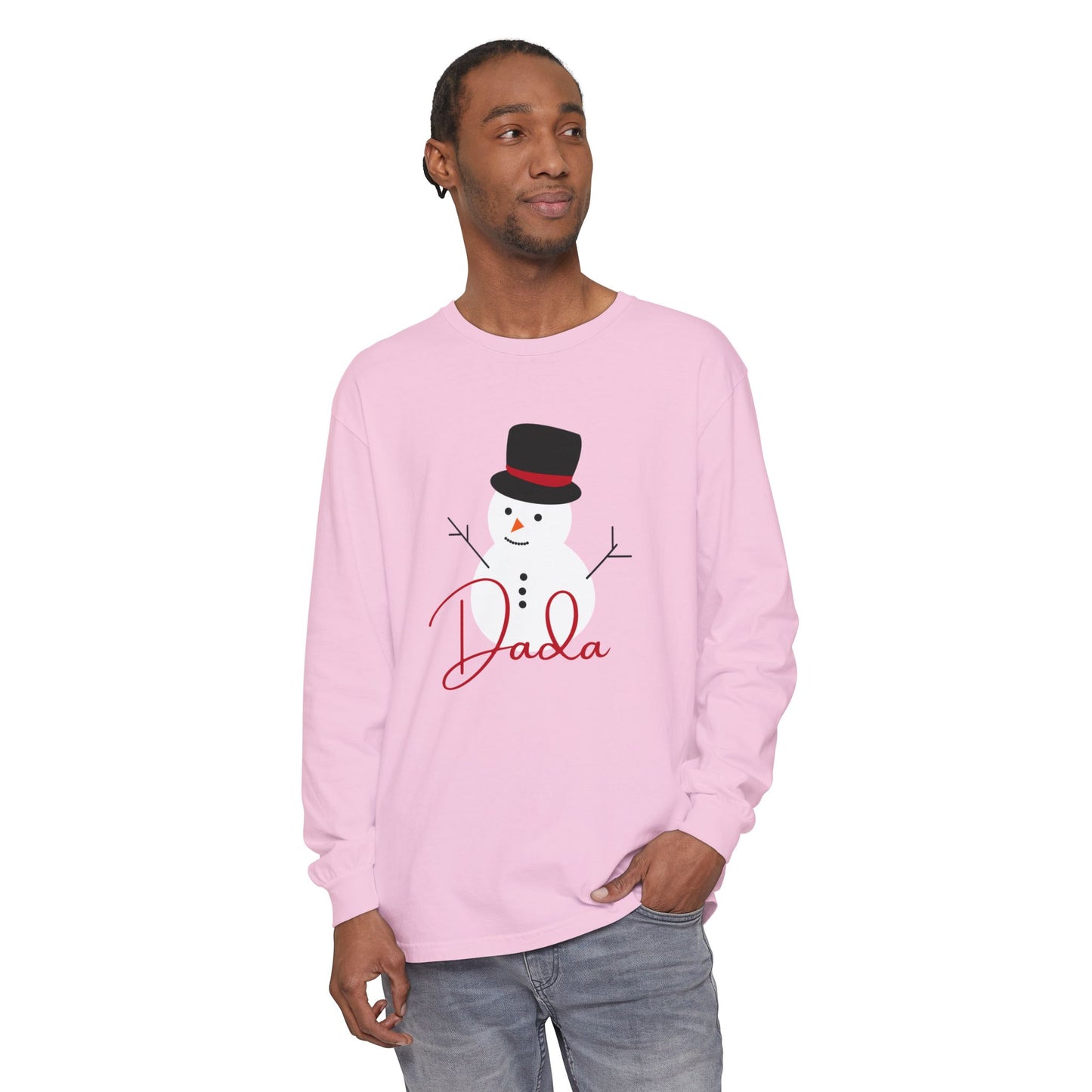 Dada Snowman | Unisex Garment-dyed Long Sleeve T-Shirt