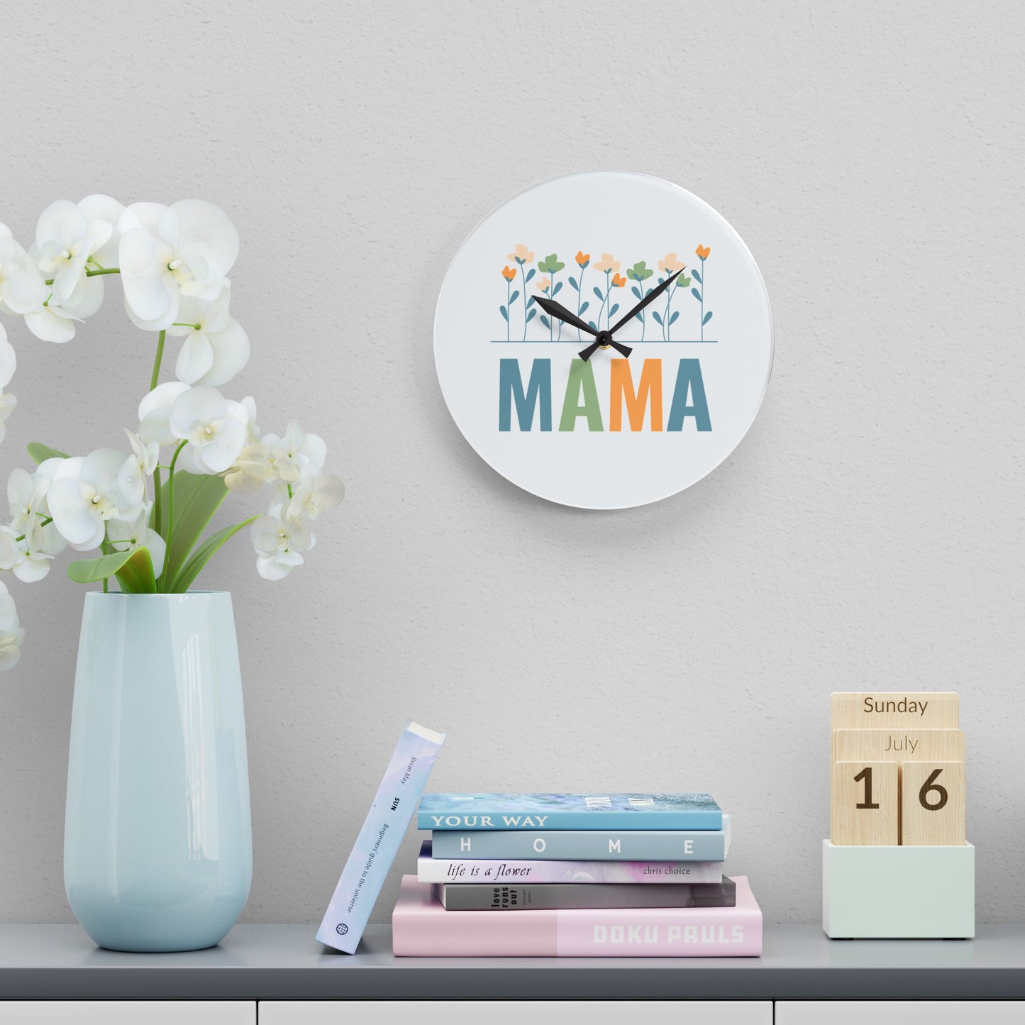 MAMA Floral | Acrylic Wall Clock