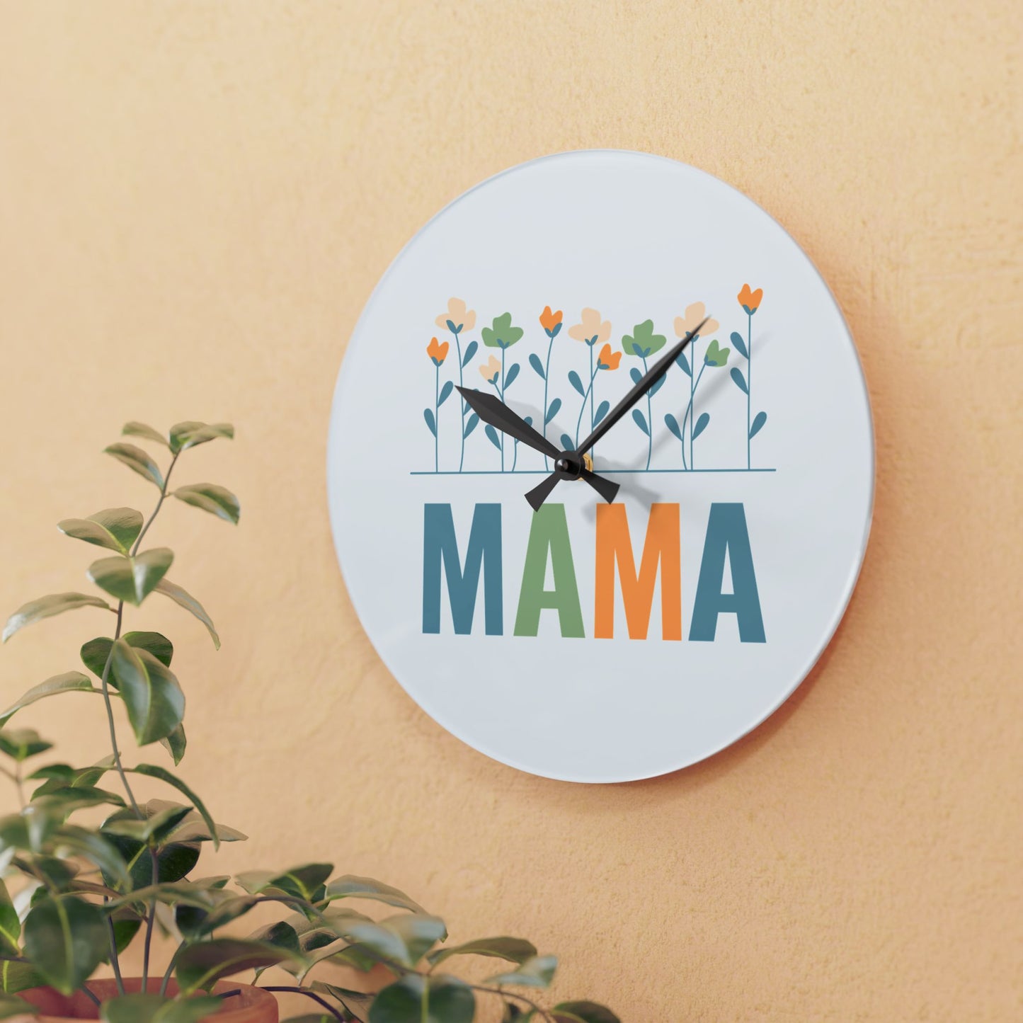 MAMA Floral | Acrylic Wall Clock