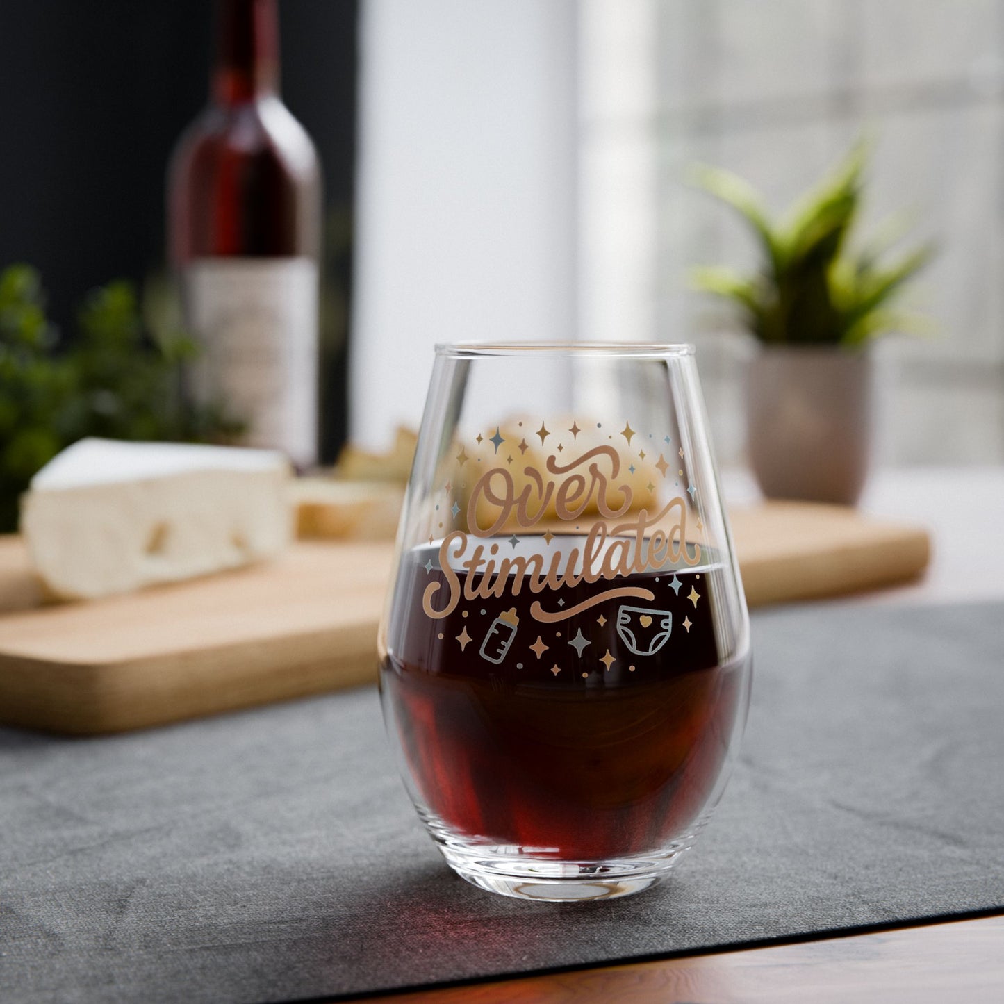 Overstimulated | Stemless Wine Glass