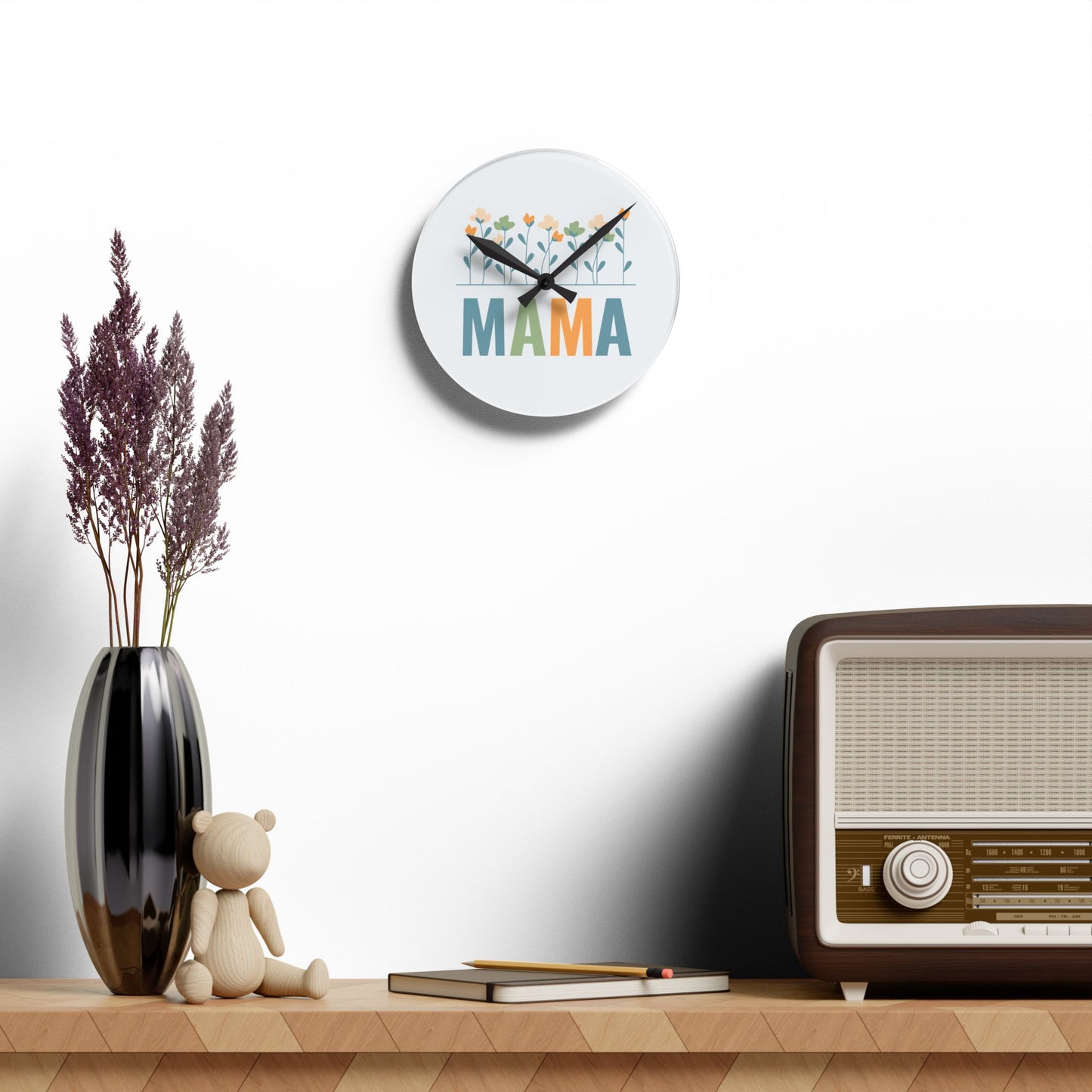 MAMA Floral | Acrylic Wall Clock