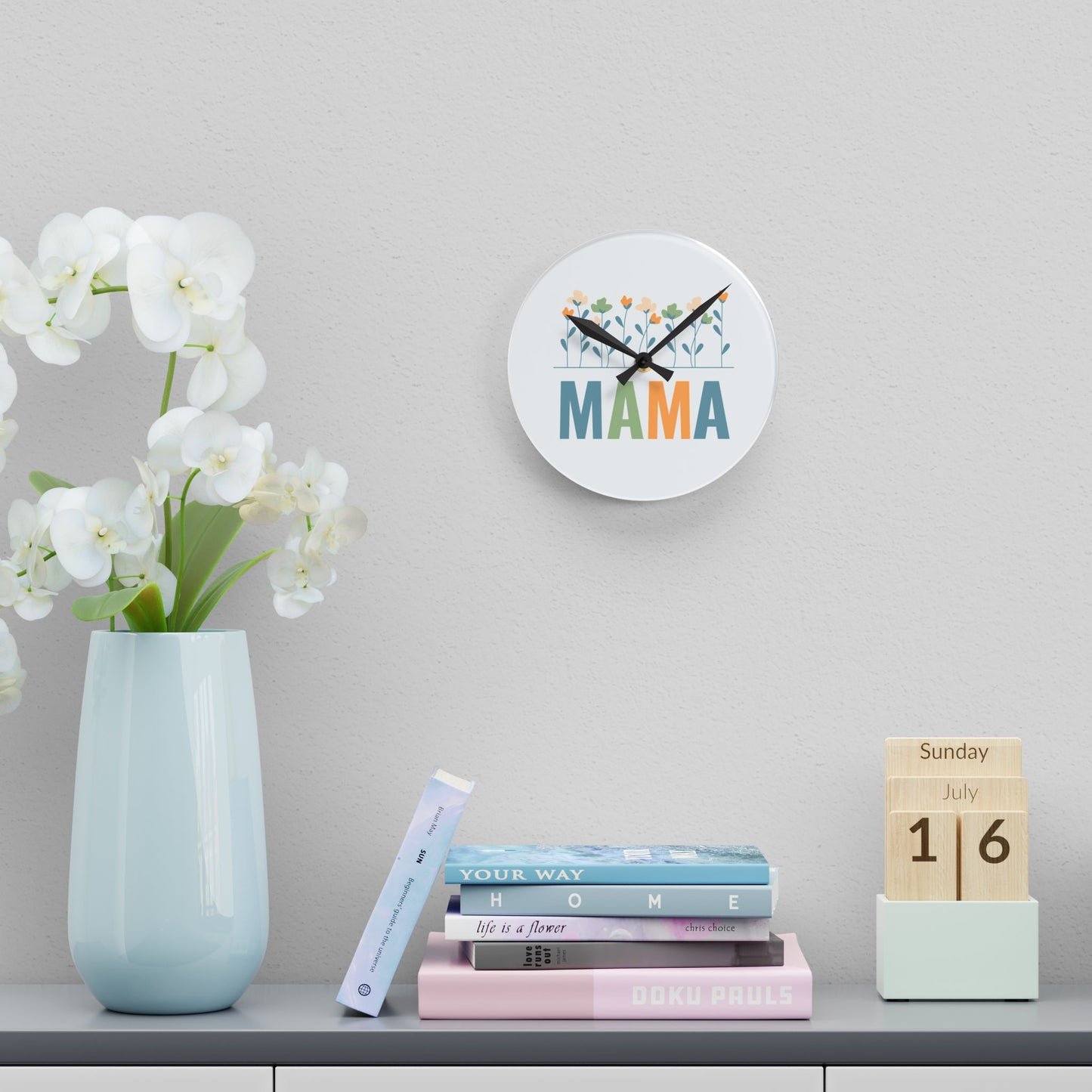 MAMA Floral | Acrylic Wall Clock