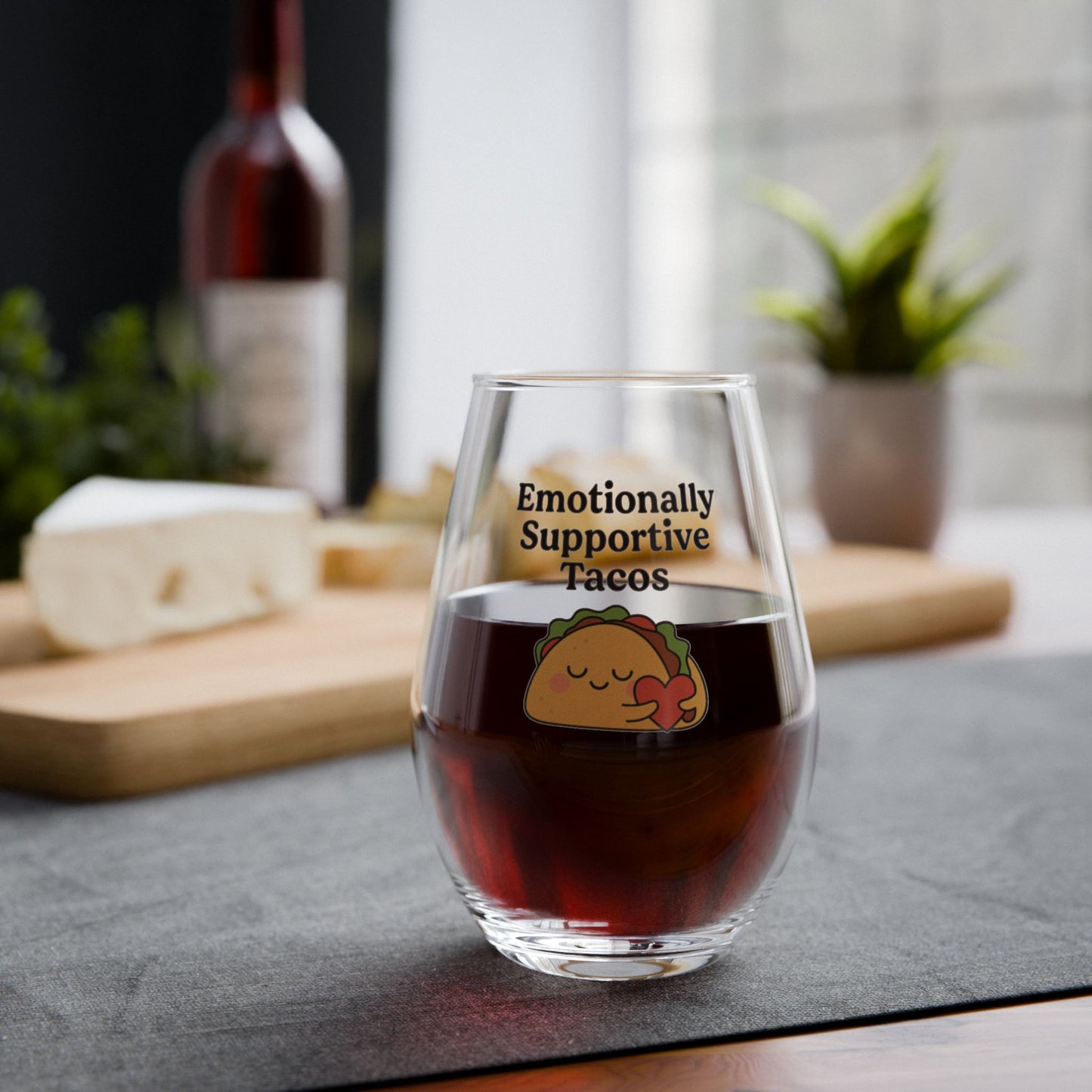 Emotionally Supportive Tacos | Stemless Wine Glass