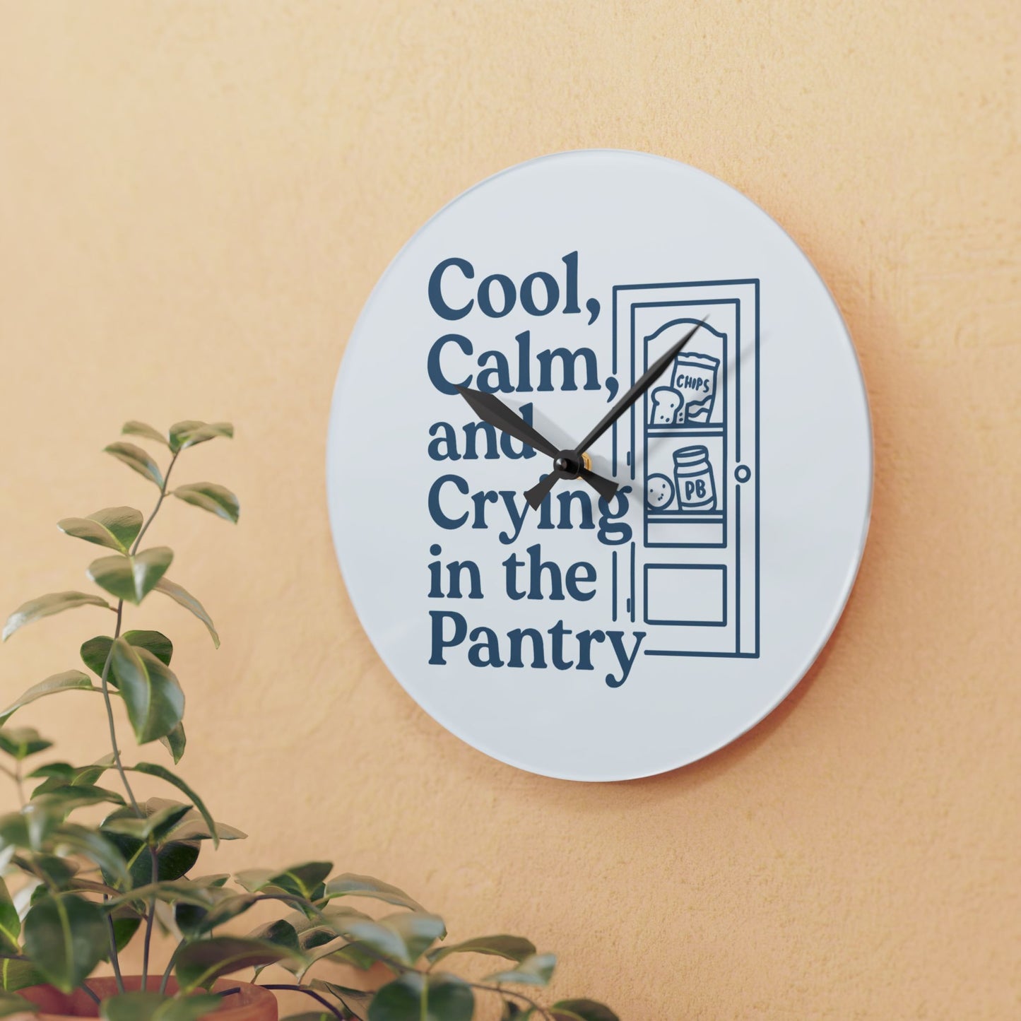 Cool, Calm and Crying in the Pantry | Acrylic Wall Clock