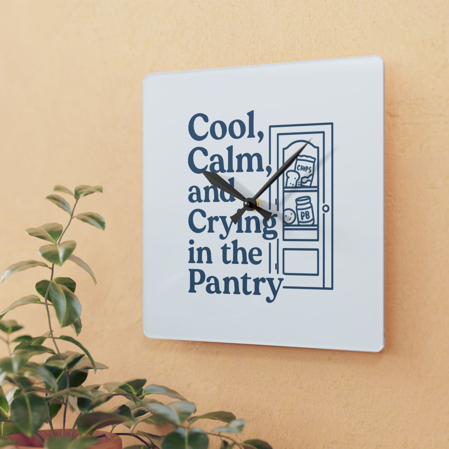 Cool, Calm and Crying in the Pantry | Acrylic Wall Clock