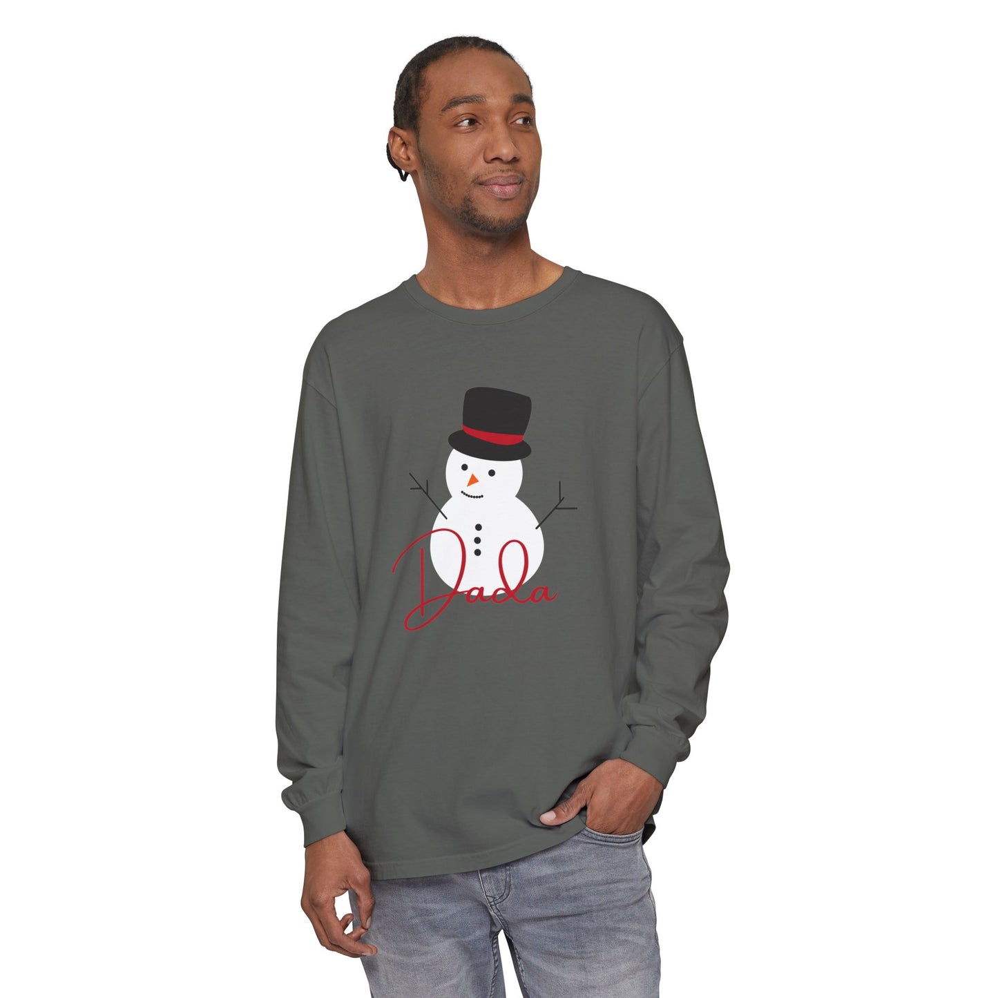 Dada Snowman | Unisex Garment-dyed Long Sleeve T-Shirt