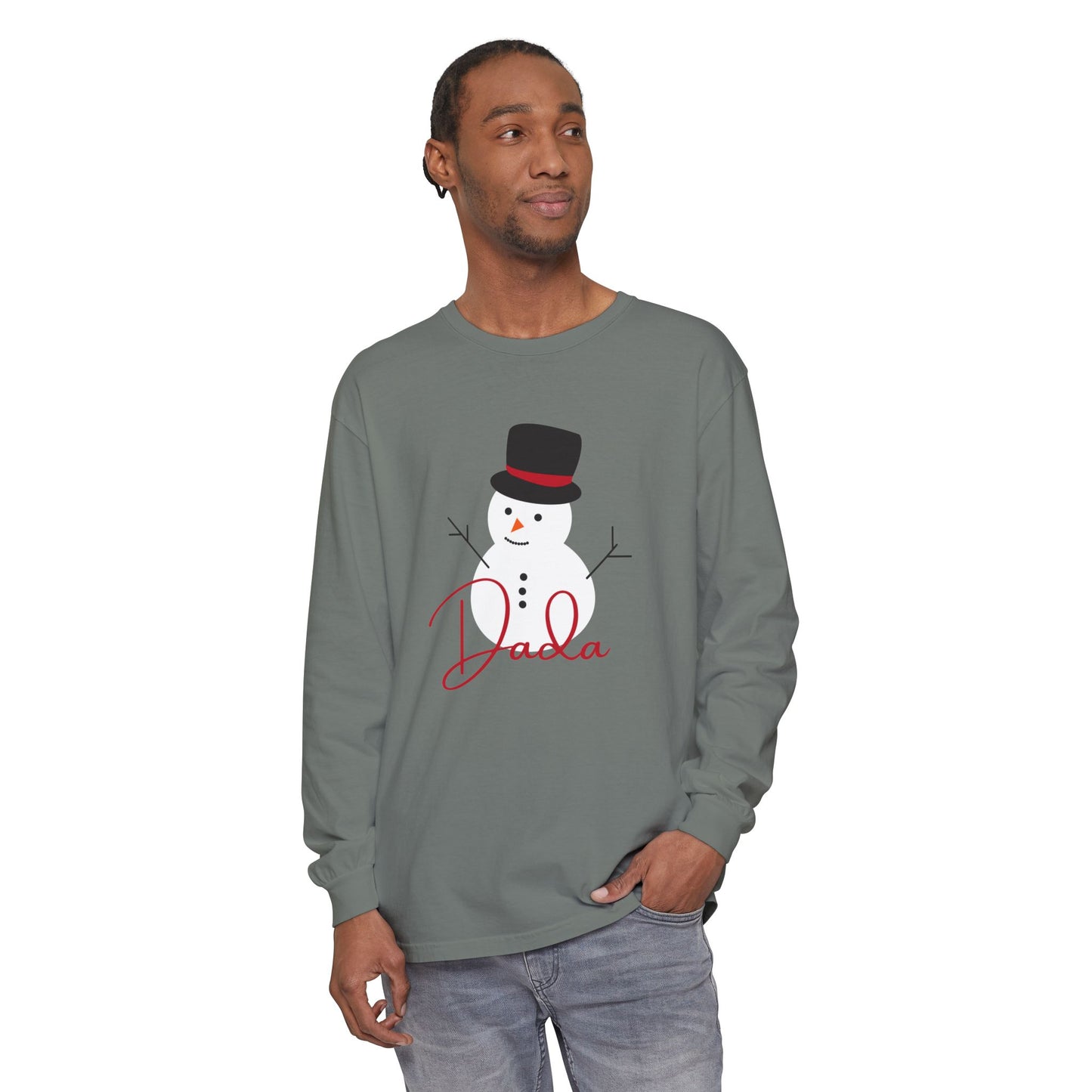 Dada Snowman | Unisex Garment-dyed Long Sleeve T-Shirt