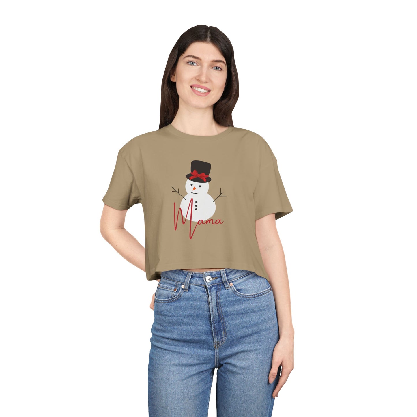 Mama Snowman | Women's Crop Tee