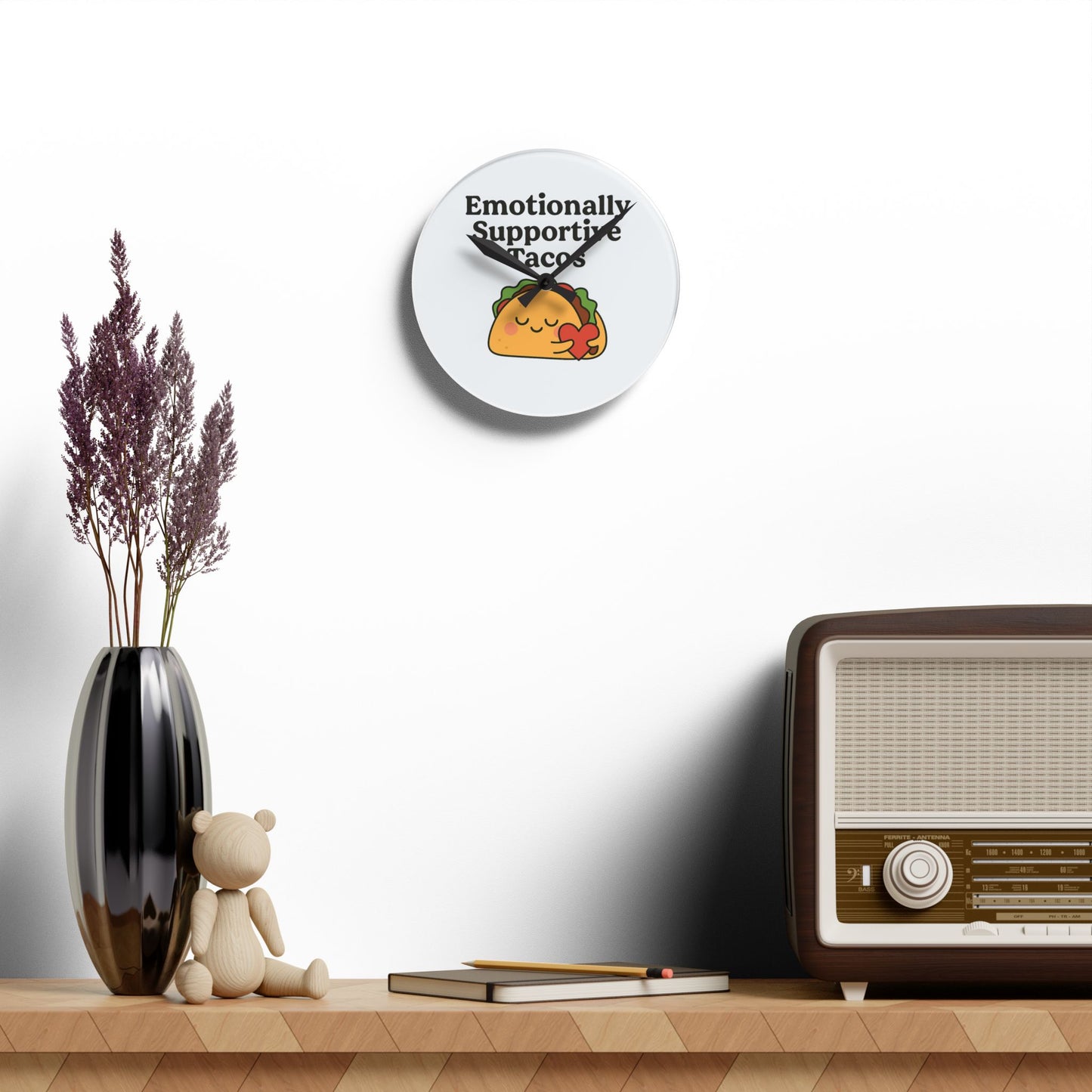 Emotionally Supportive Tacos | Acrylic Wall Clock