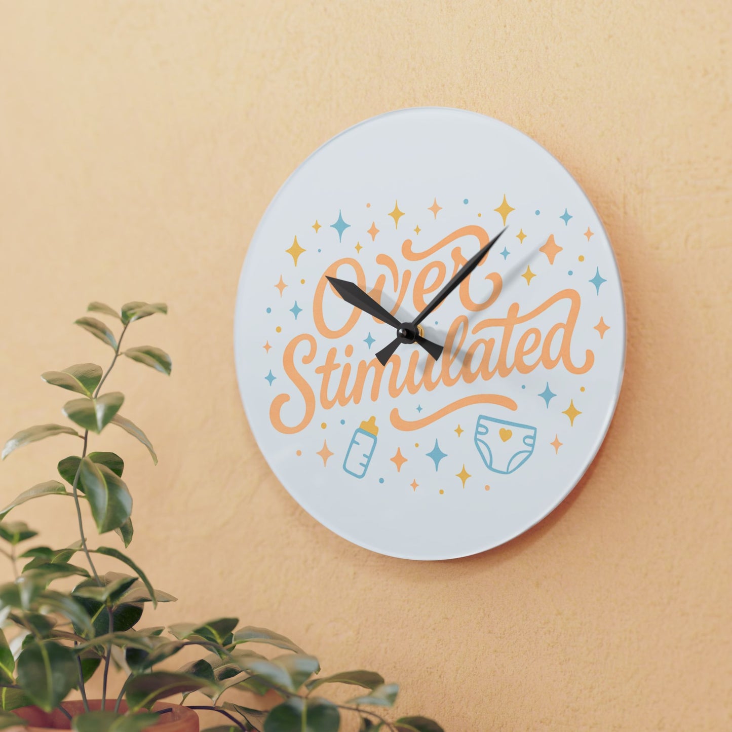 Overstimulated | Acrylic Wall Clock