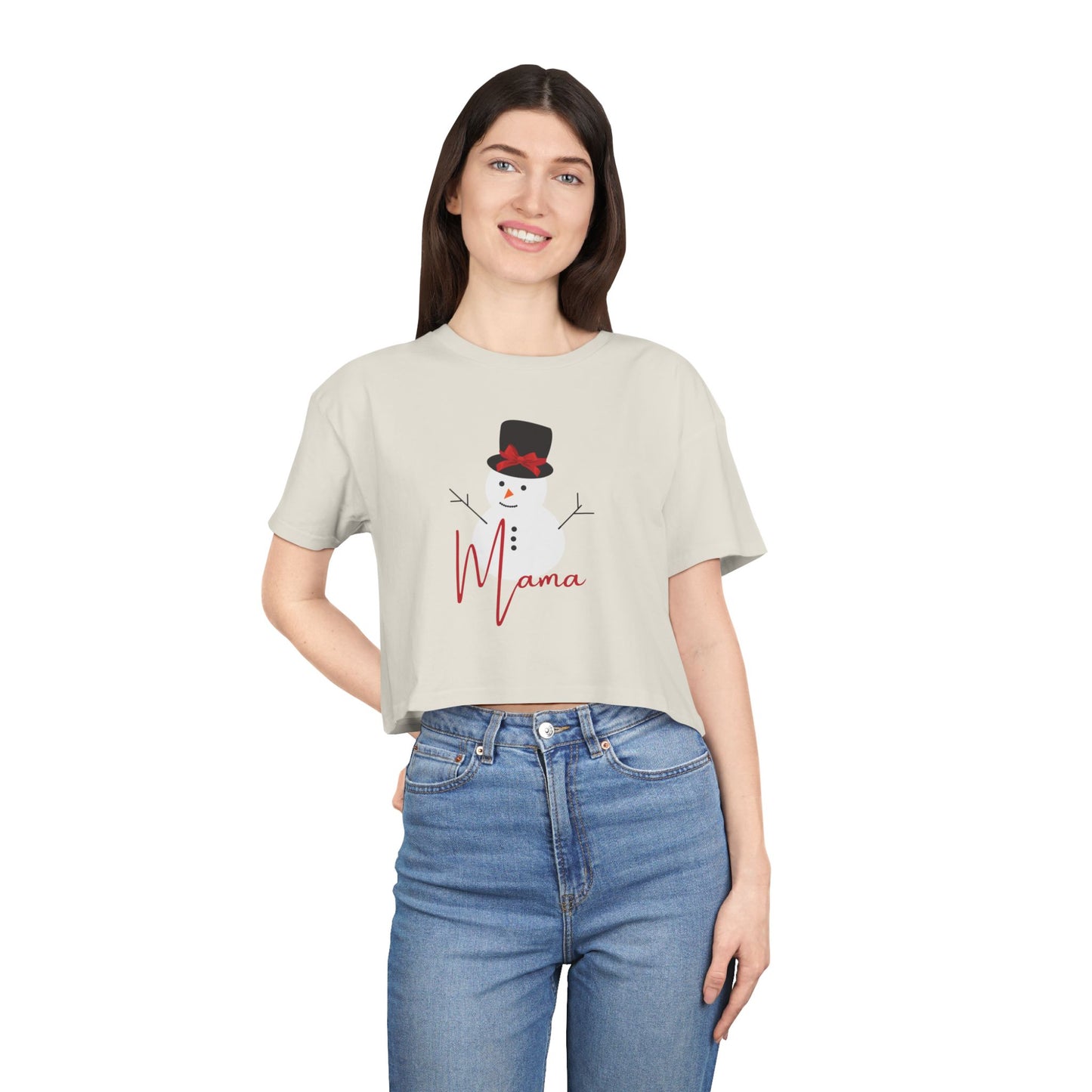 Mama Snowman | Women's Crop Tee
