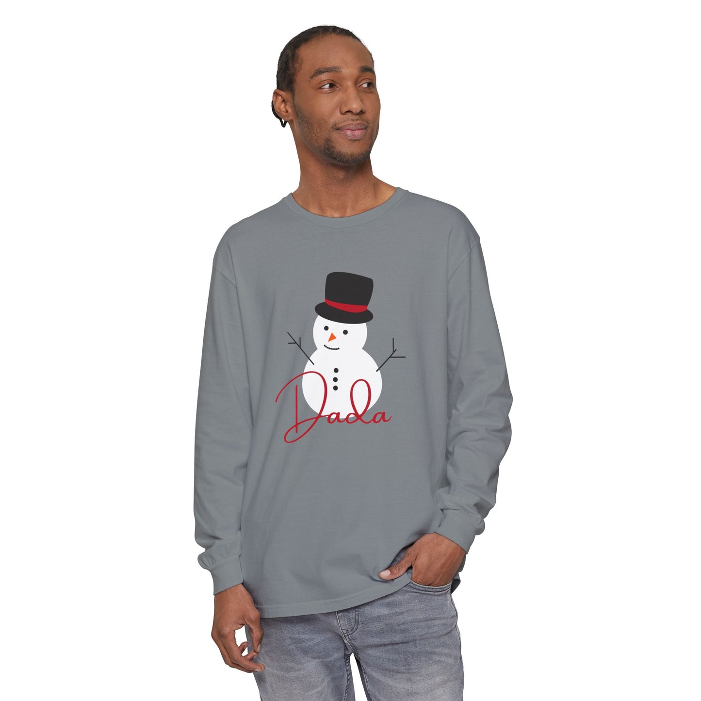 Dada Snowman | Unisex Garment-dyed Long Sleeve T-Shirt