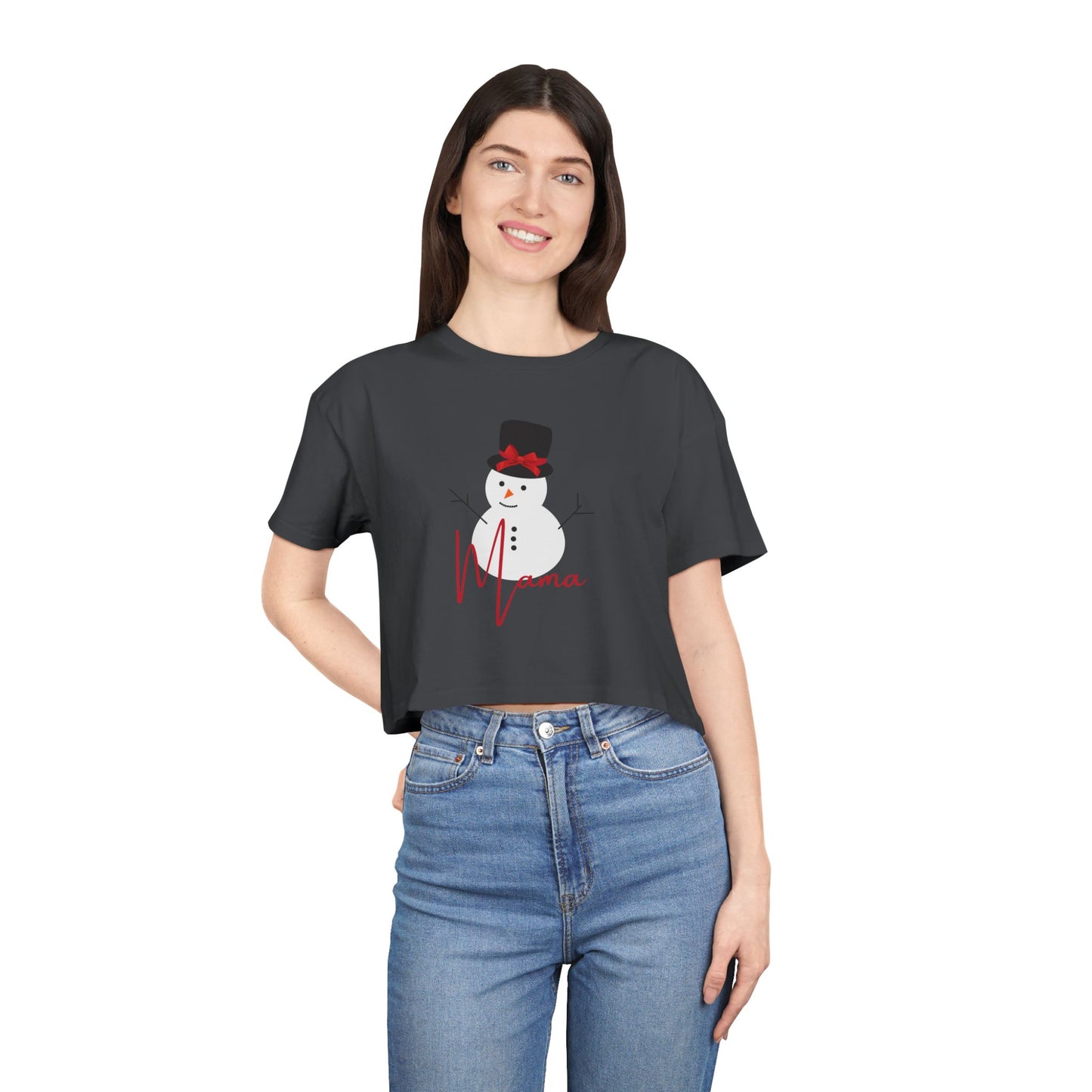 Mama Snowman | Women's Crop Tee