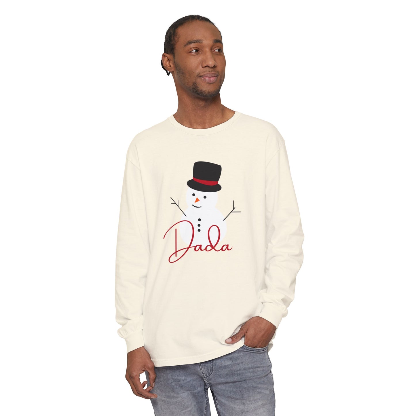 Dada Snowman | Unisex Garment-dyed Long Sleeve T-Shirt