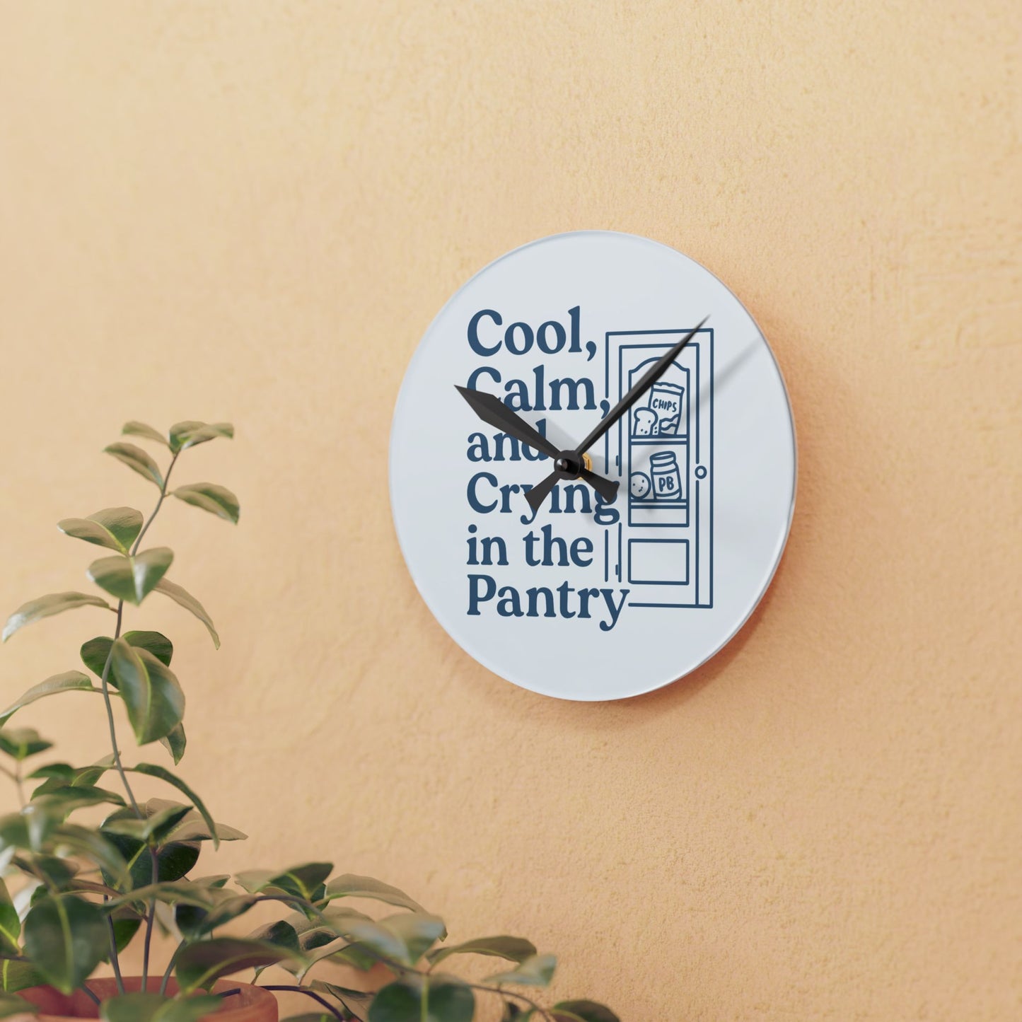 Cool, Calm and Crying in the Pantry | Acrylic Wall Clock