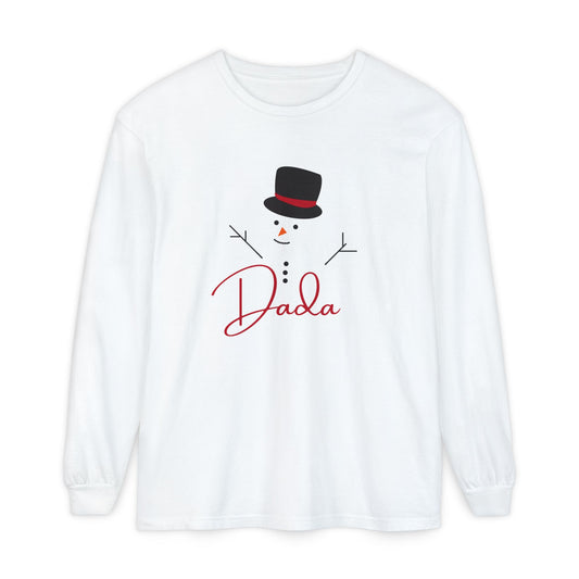 Dada Snowman | Unisex Garment-dyed Long Sleeve T-Shirt