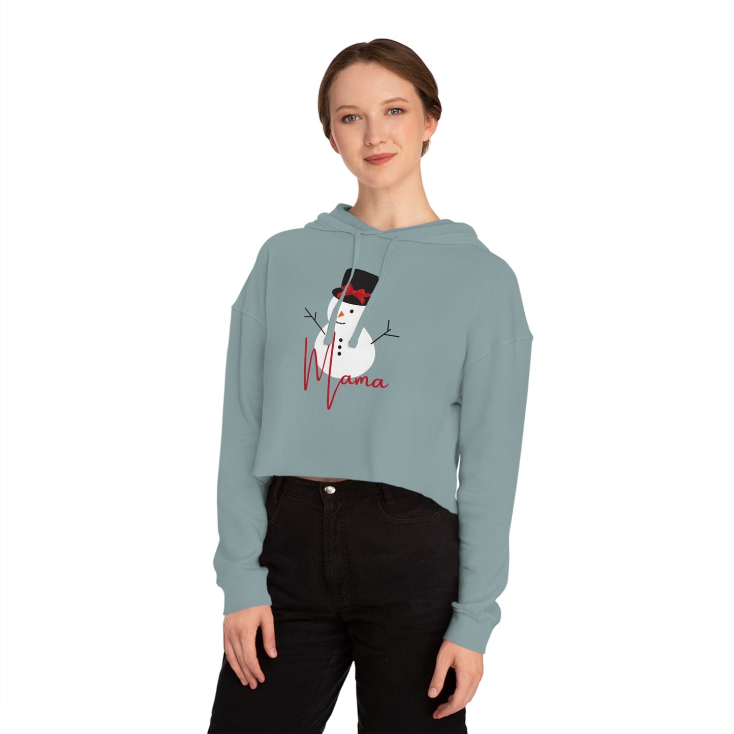 Mama Snowman | Women’s Cropped Hooded Sweatshirt