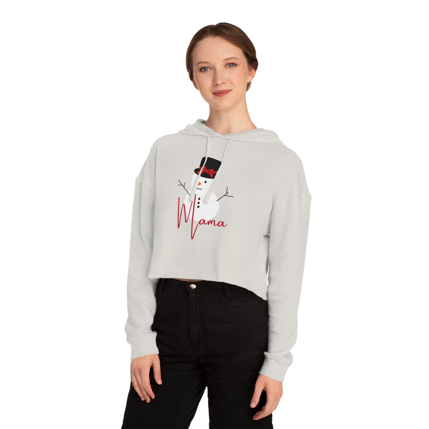 Mama Snowman | Women’s Cropped Hooded Sweatshirt