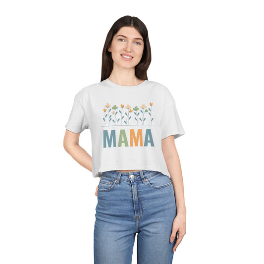 MAMA Floral  | Women's Crop Tee