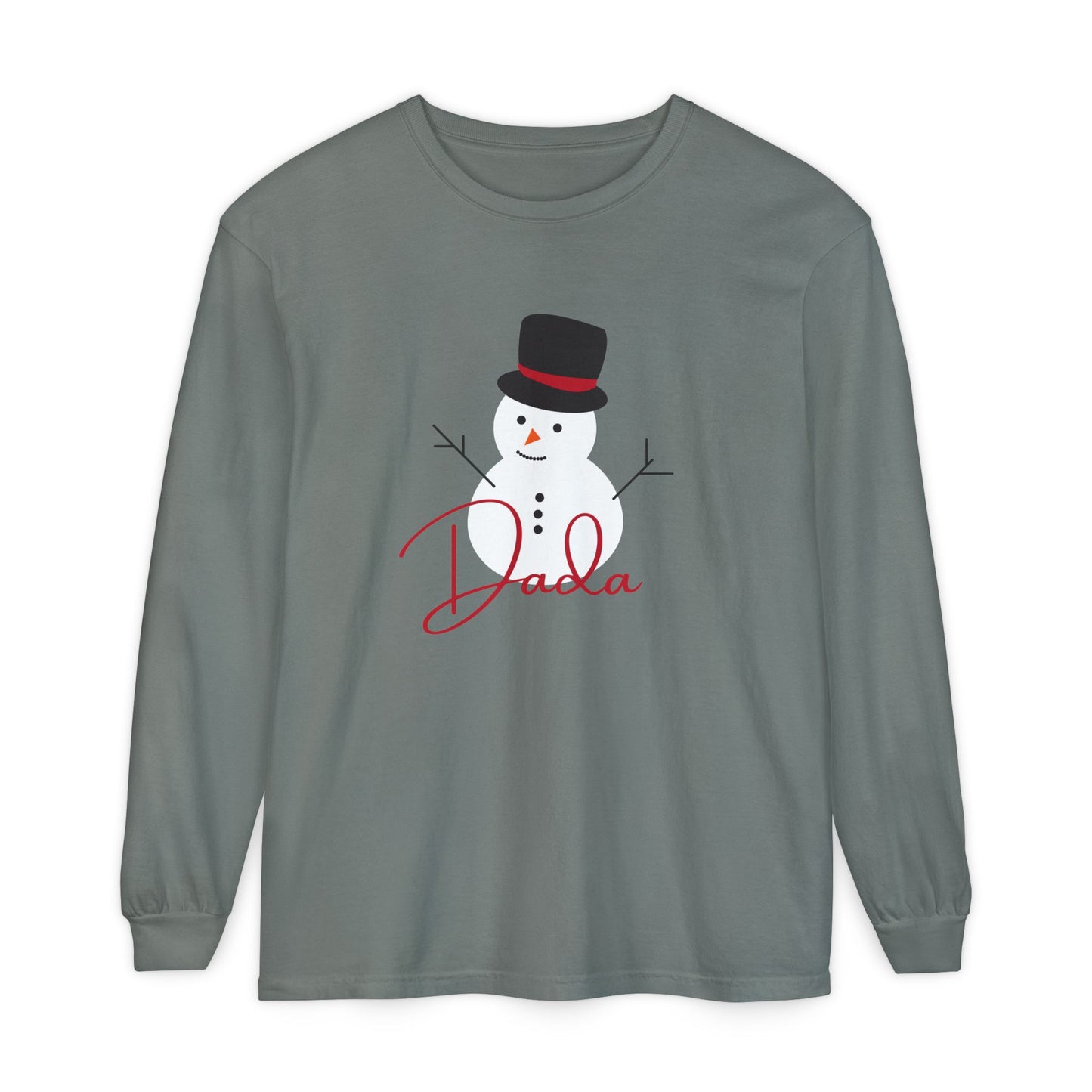 Dada Snowman | Unisex Garment-dyed Long Sleeve T-Shirt