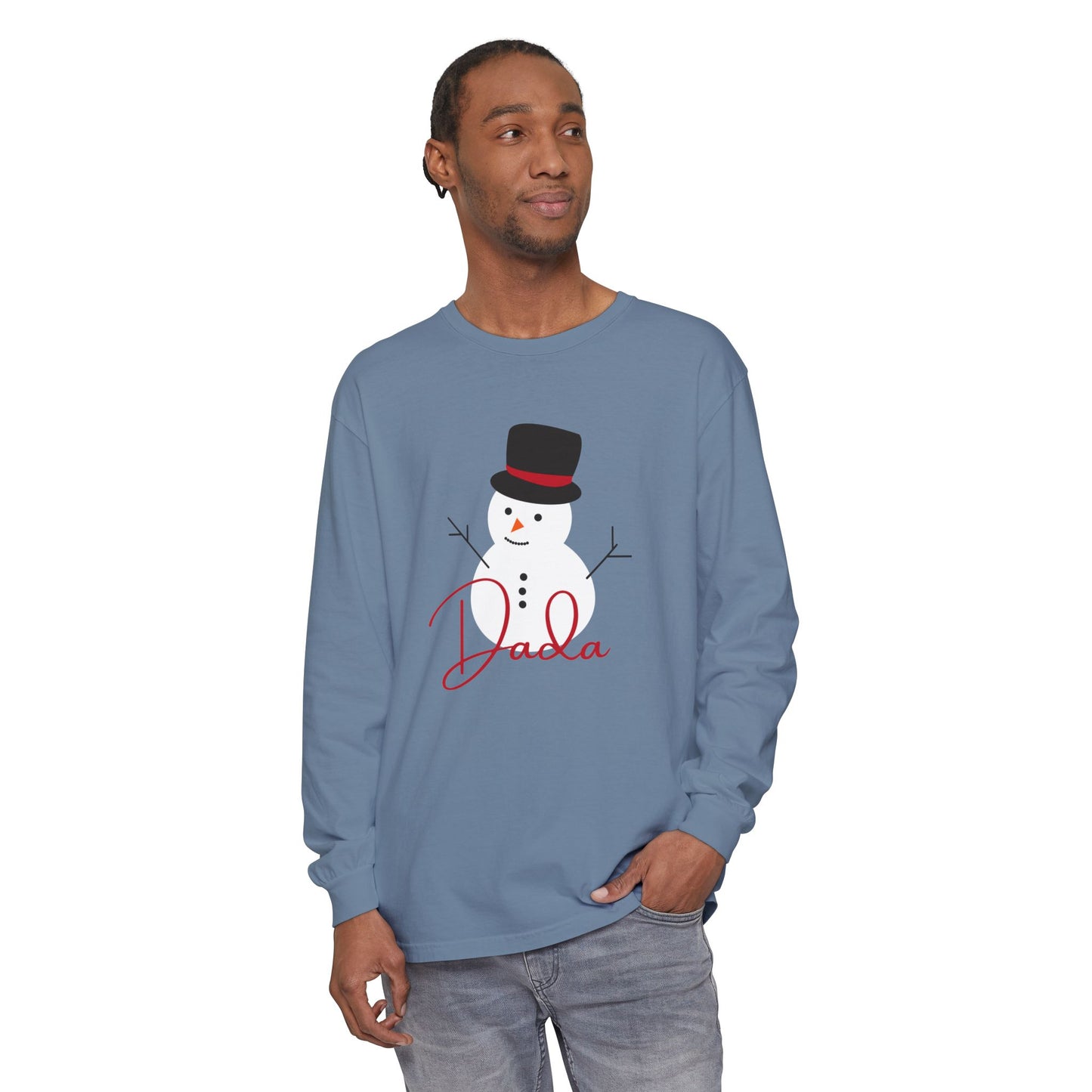 Dada Snowman | Unisex Garment-dyed Long Sleeve T-Shirt