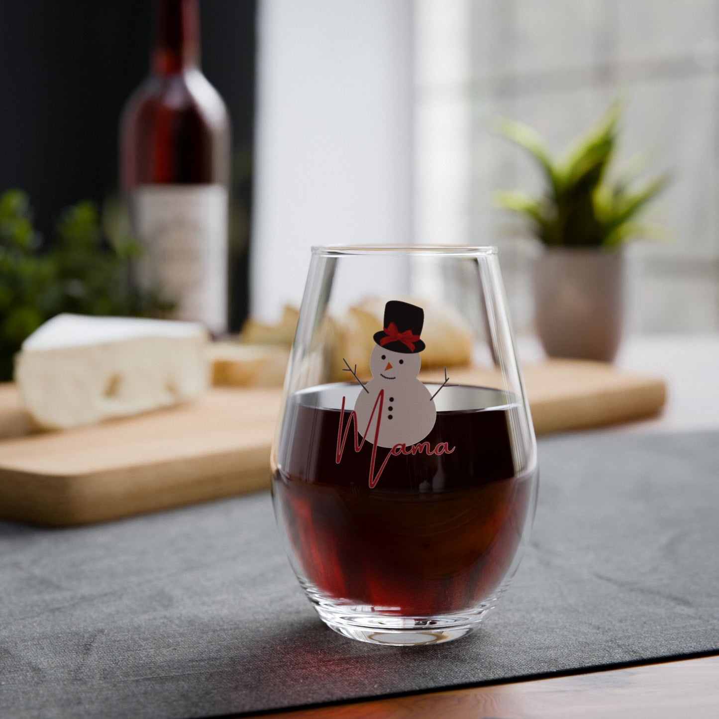 Mama Snowman | Stemless Wine Glass