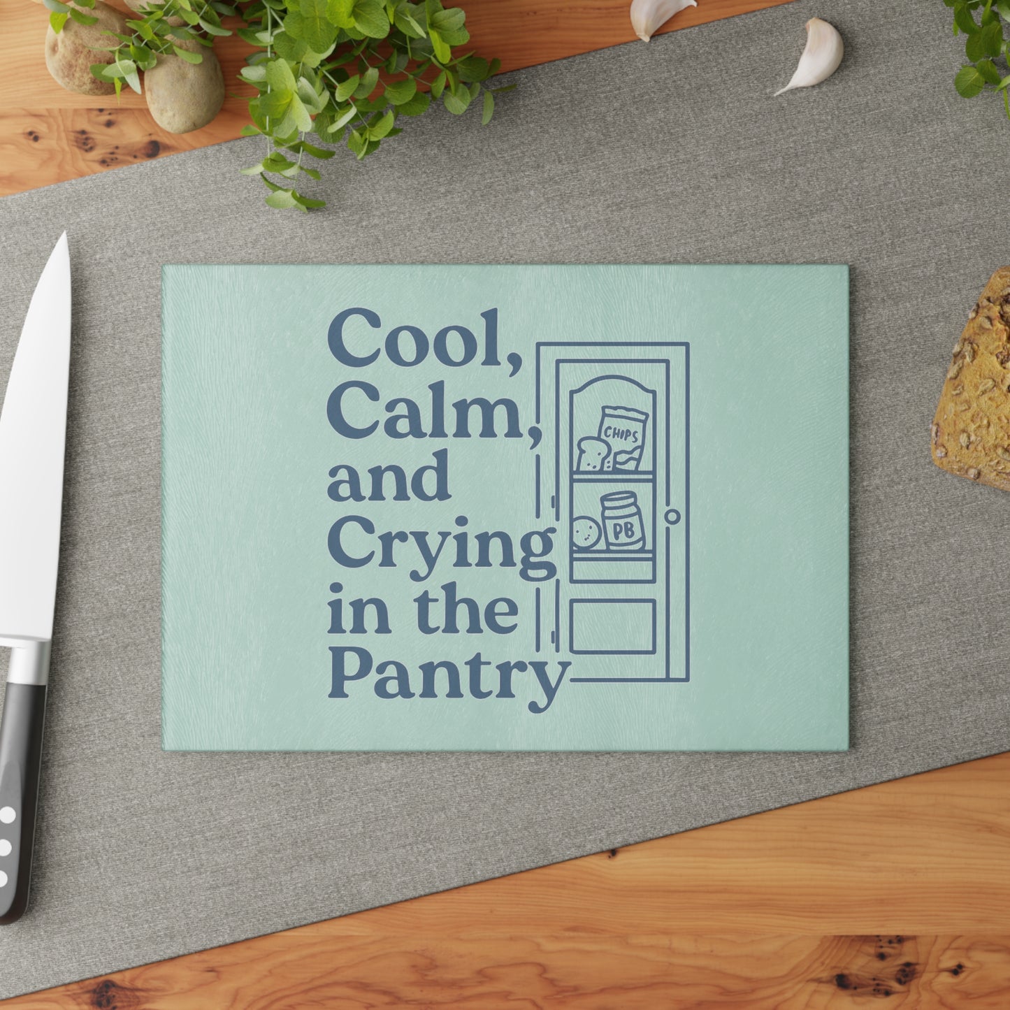 Cool, Calm and Crying in the Pantry | Glass Cutting Board