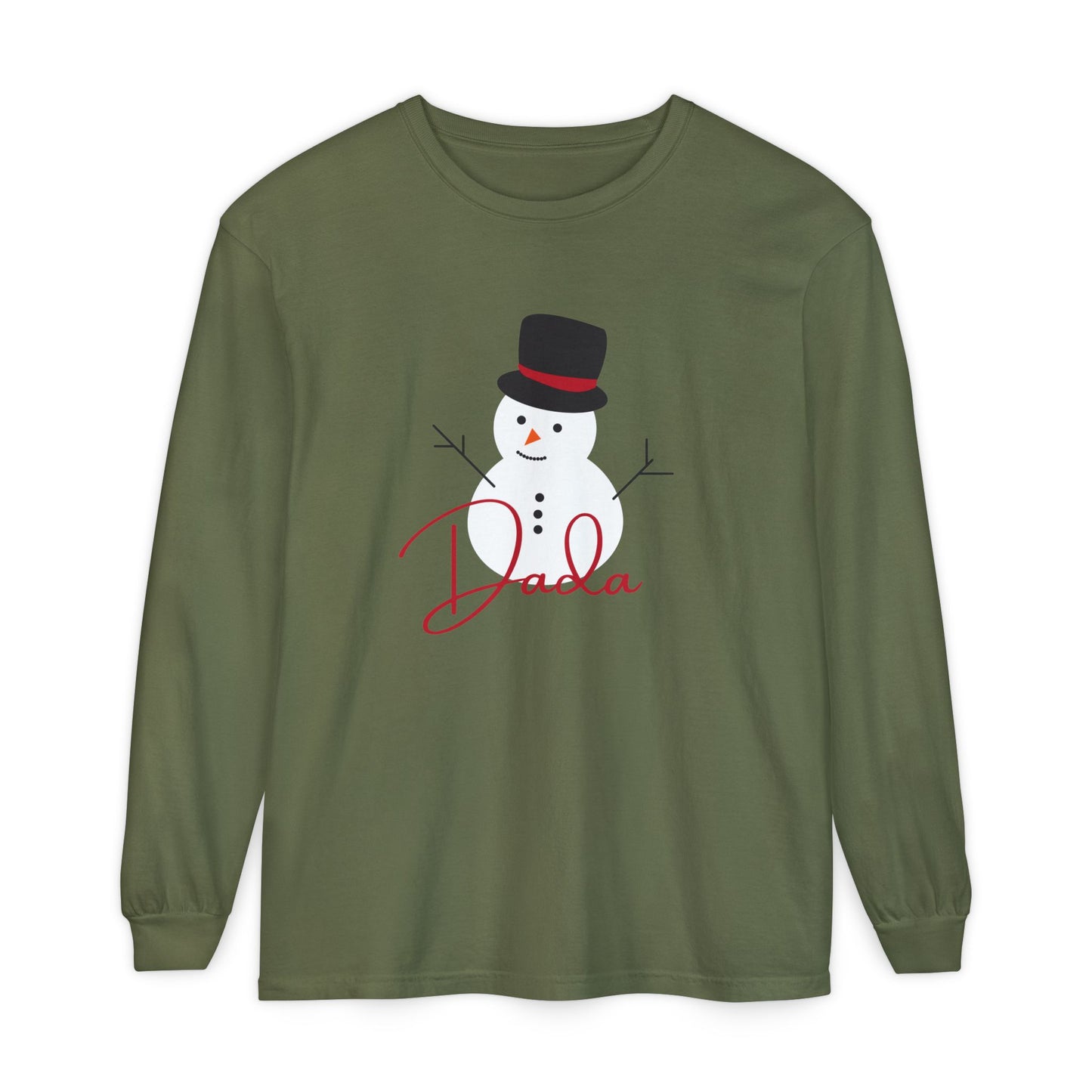 Dada Snowman | Unisex Garment-dyed Long Sleeve T-Shirt