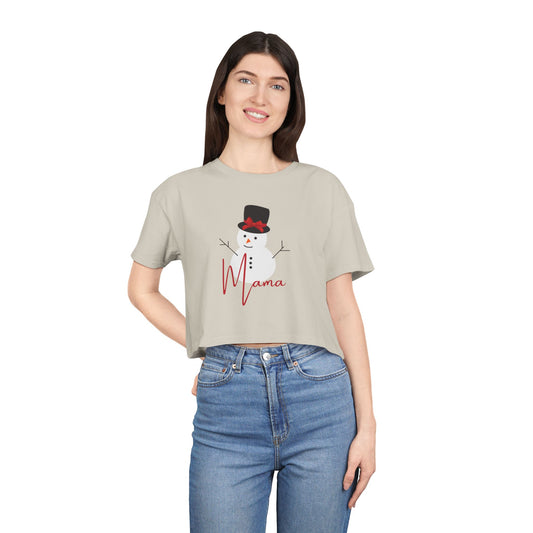 Mama Snowman | Women's Crop Tee