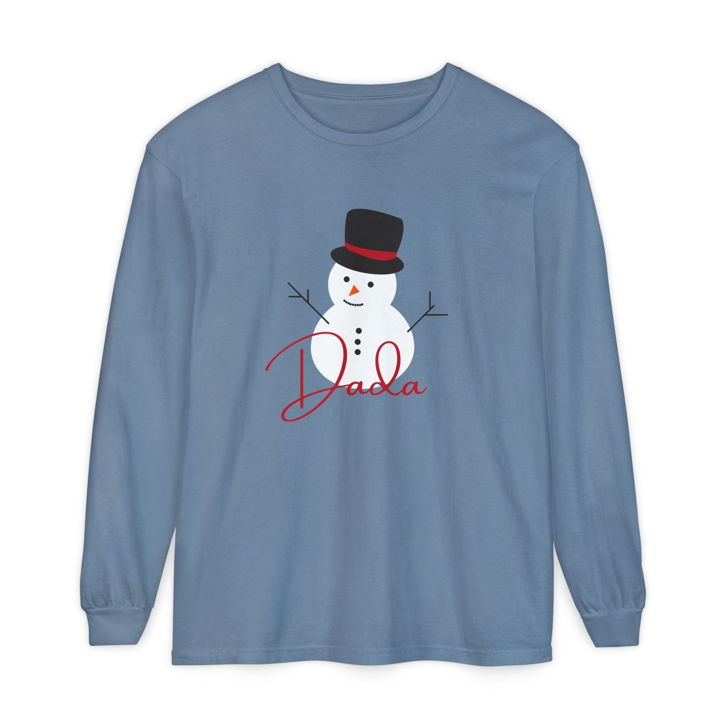 Dada Snowman | Unisex Garment-dyed Long Sleeve T-Shirt