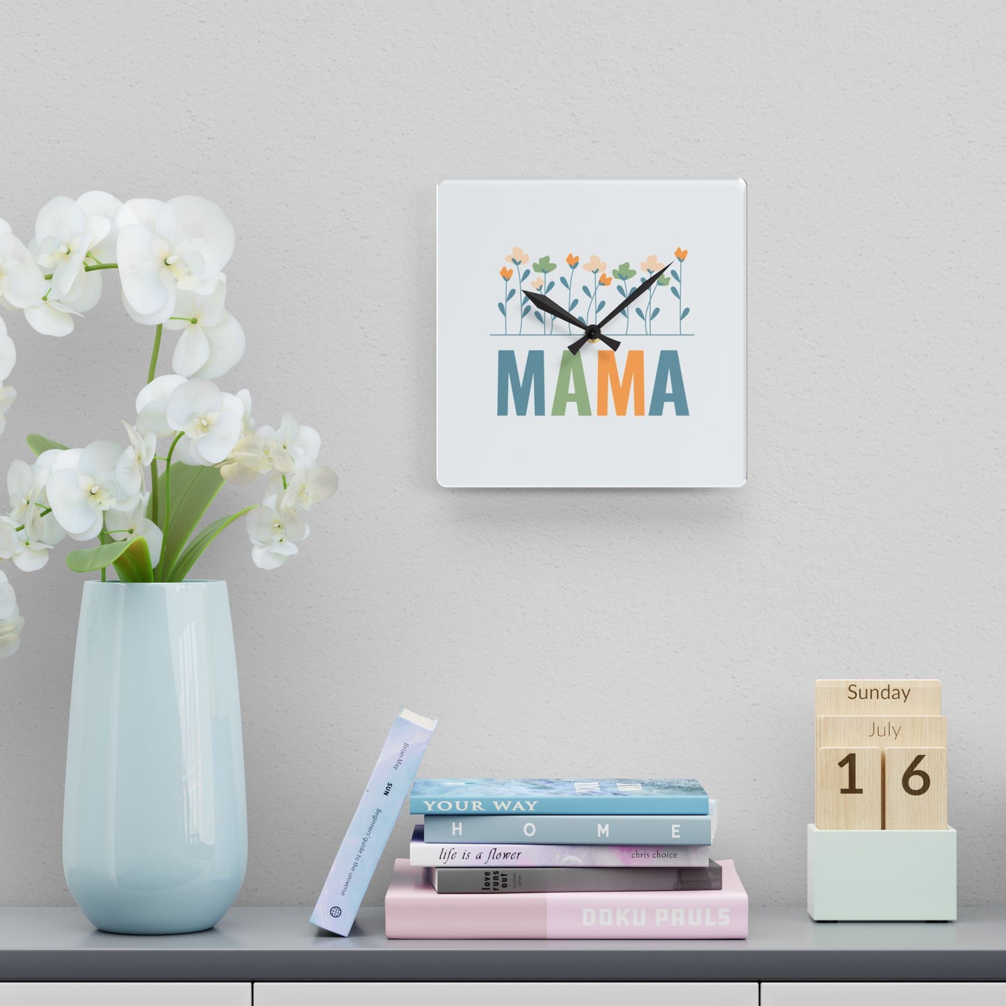 MAMA Floral | Acrylic Wall Clock