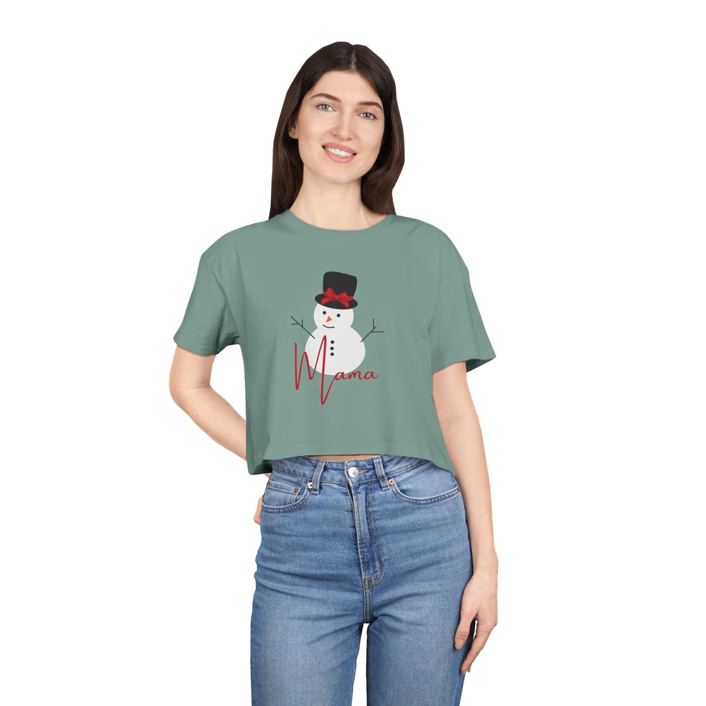 Mama Snowman | Women's Crop Tee
