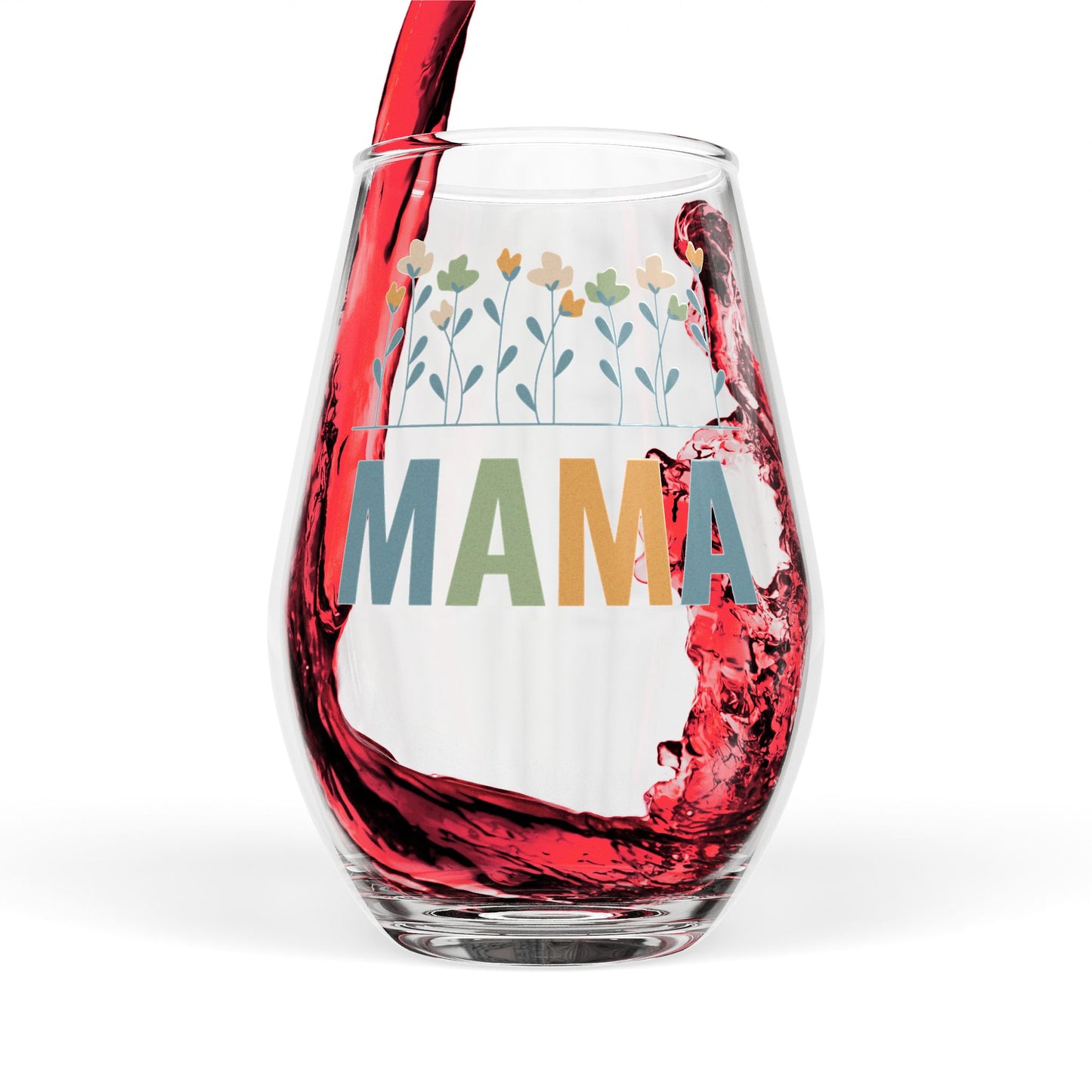 MAMA Floral | Stemless Wine Glass