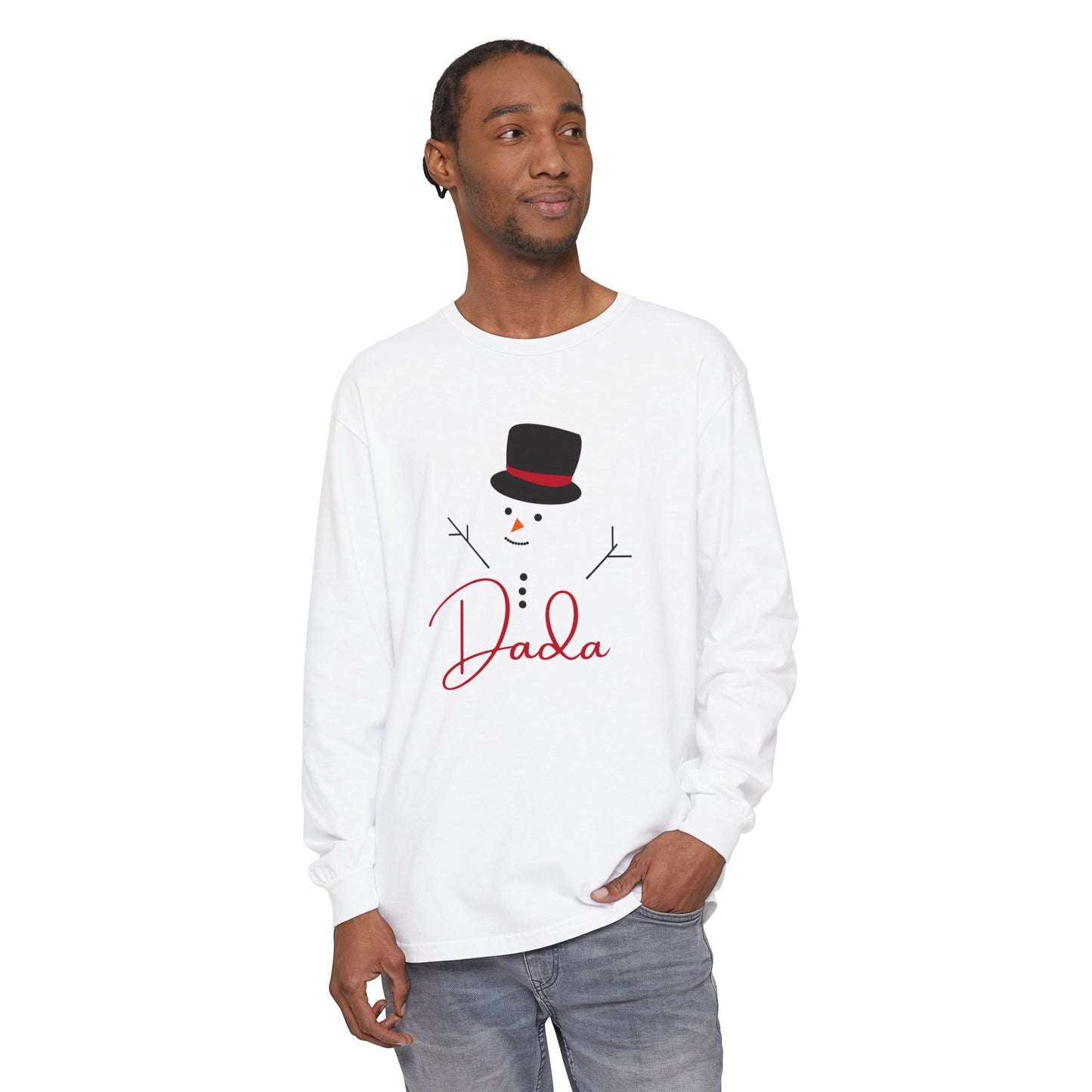 Dada Snowman | Unisex Garment-dyed Long Sleeve T-Shirt