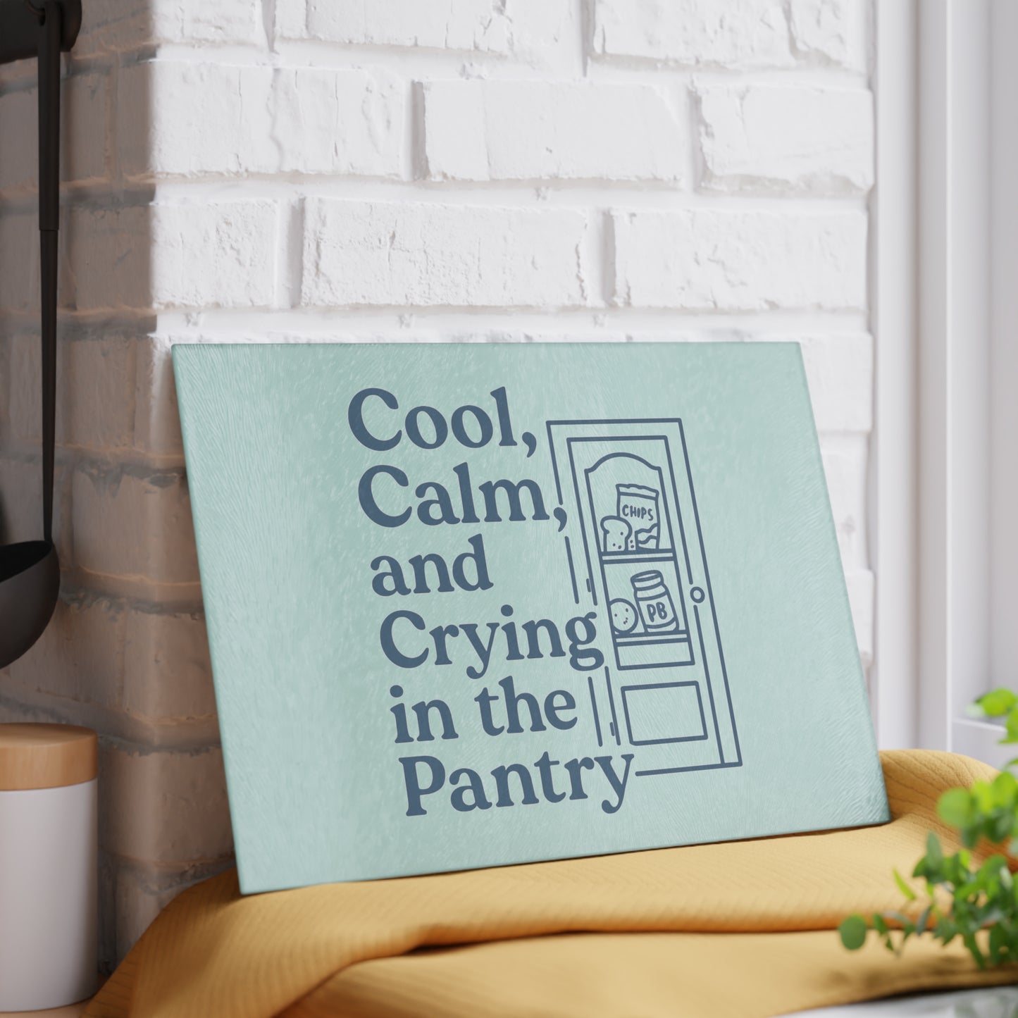 Cool, Calm and Crying in the Pantry | Glass Cutting Board