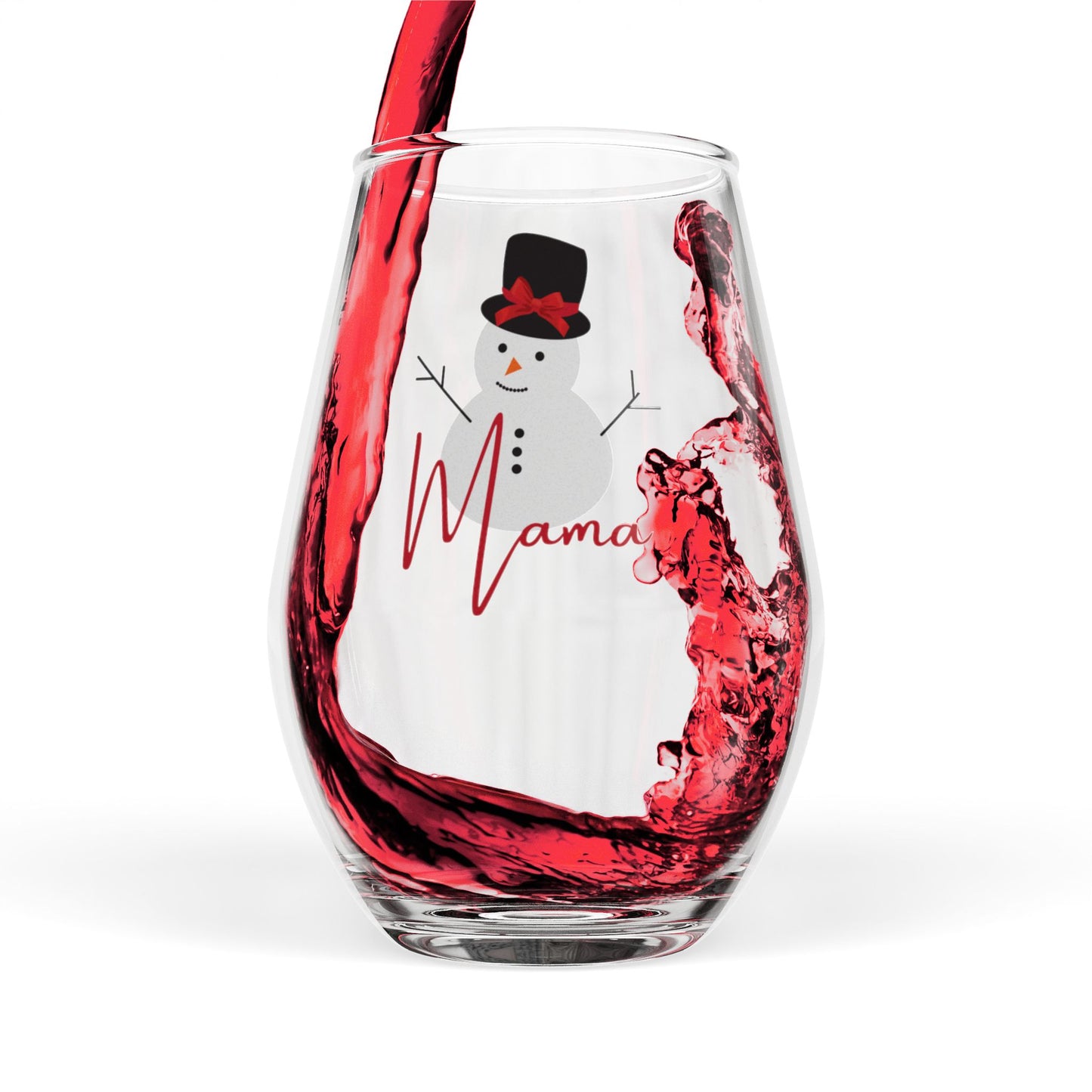 Mama Snowman | Stemless Wine Glass