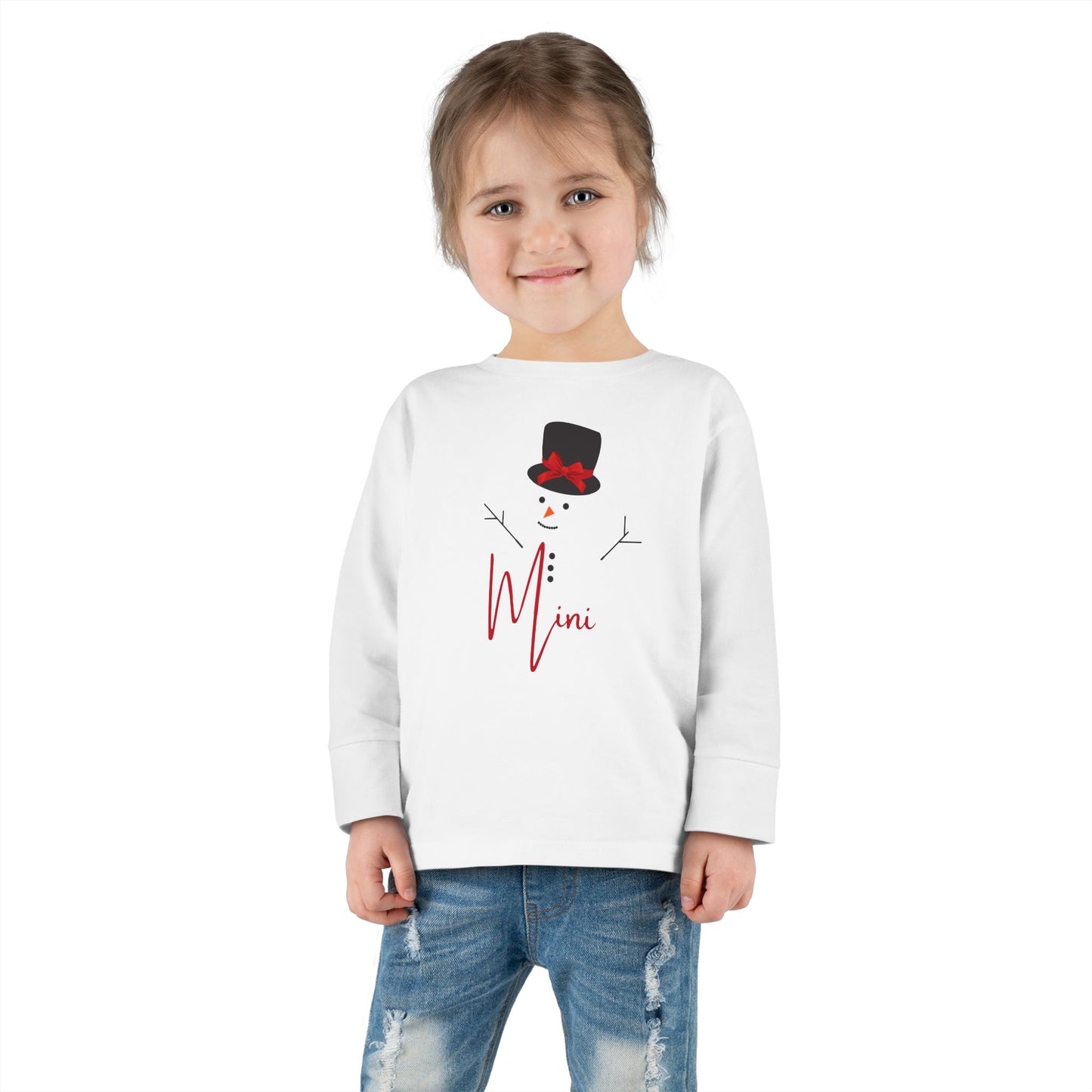Mini Snowman Bow | Toddler Long Sleeve Tee