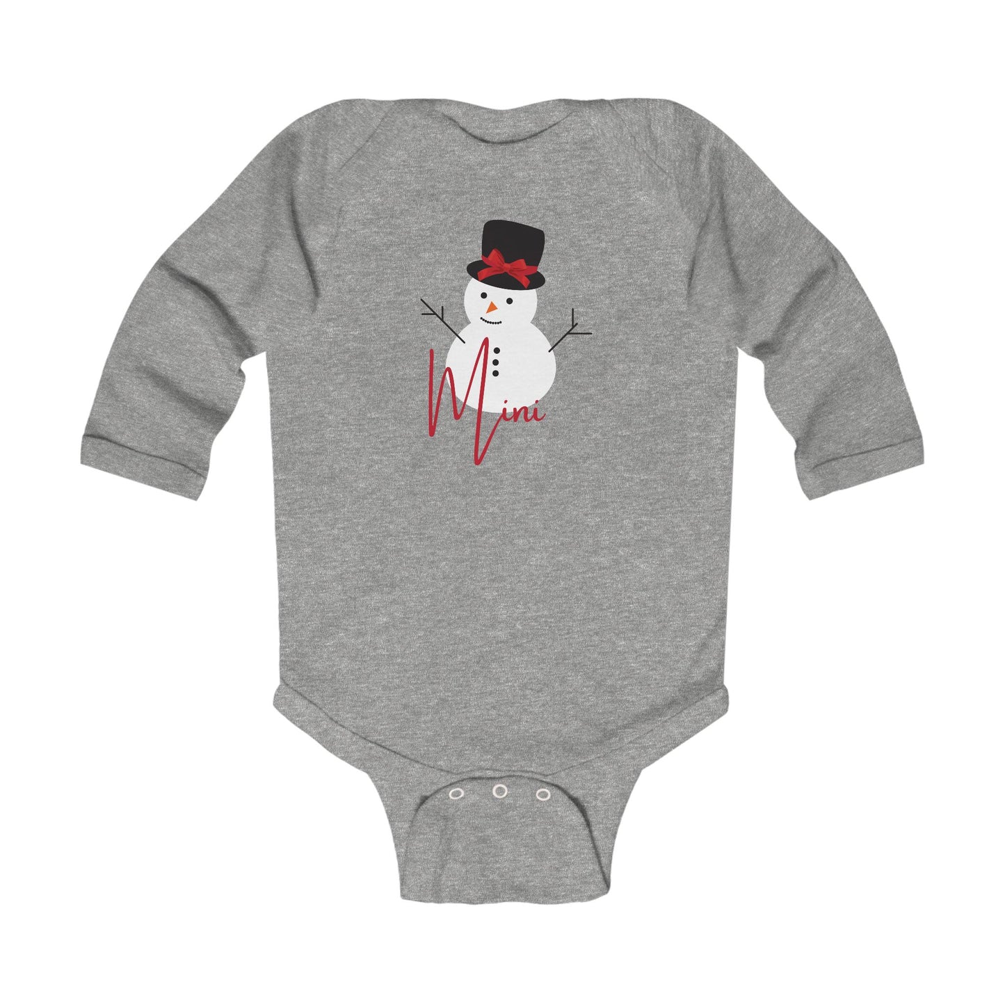 Mini Snowman Bow | Infant Long Sleeve Bodysuit