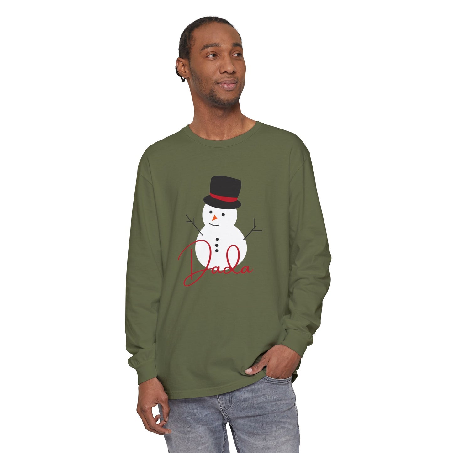 Dada Snowman | Unisex Garment-dyed Long Sleeve T-Shirt