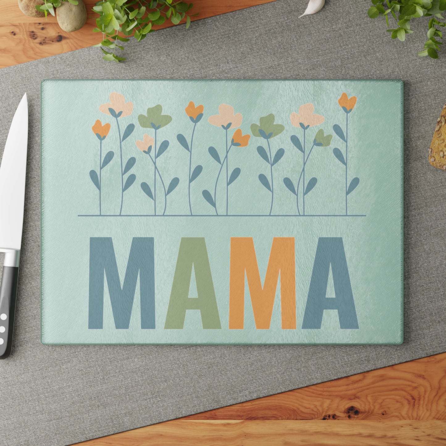 MAMA Floral | Glass Cutting Board