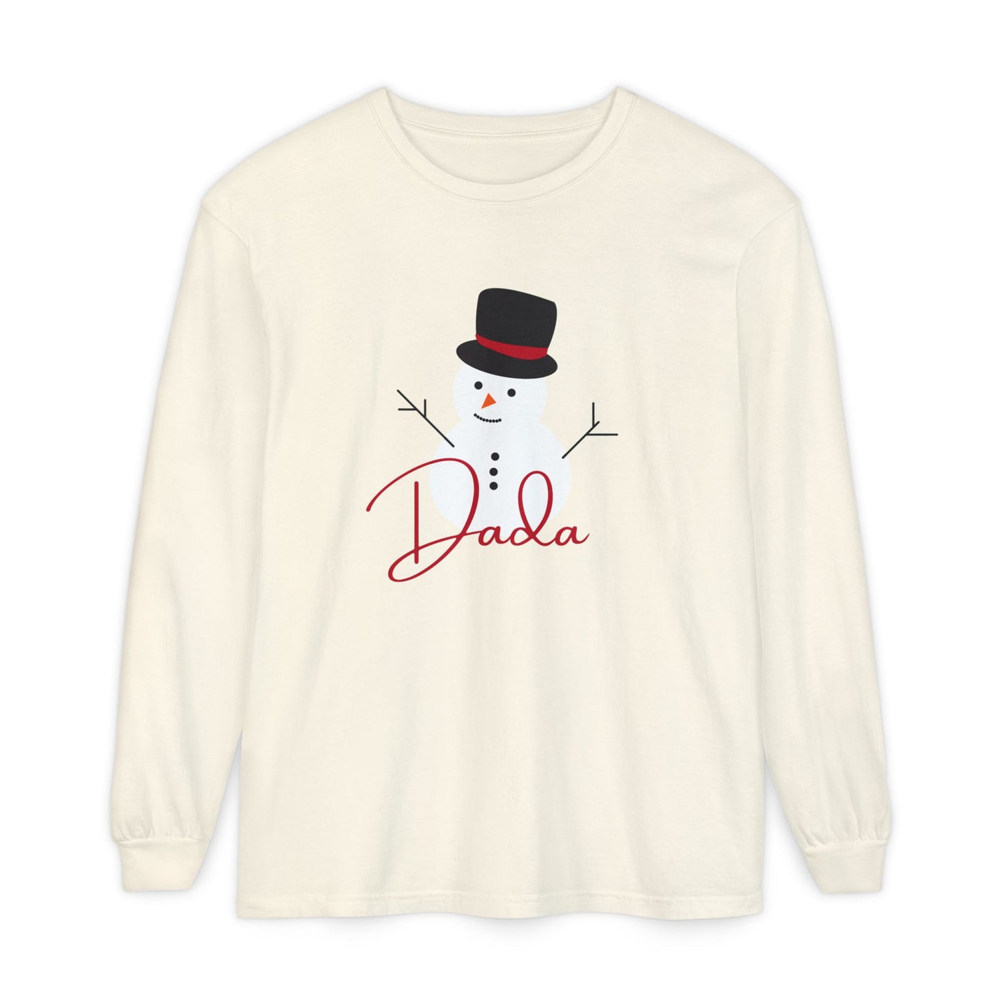 Dada Snowman | Unisex Garment-dyed Long Sleeve T-Shirt