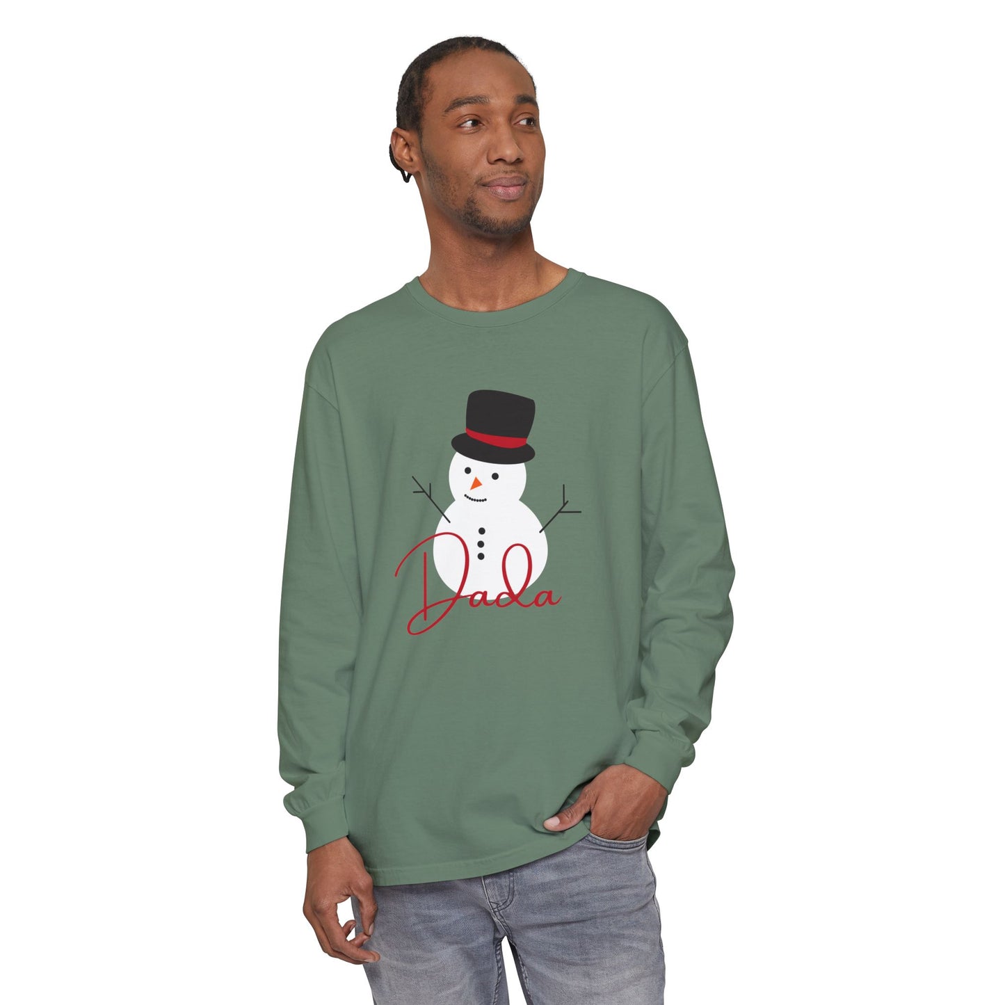 Dada Snowman | Unisex Garment-dyed Long Sleeve T-Shirt