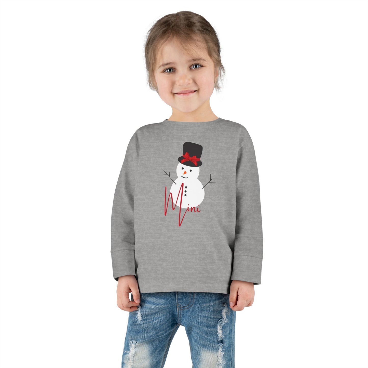 Mini Snowman Bow | Toddler Long Sleeve Tee