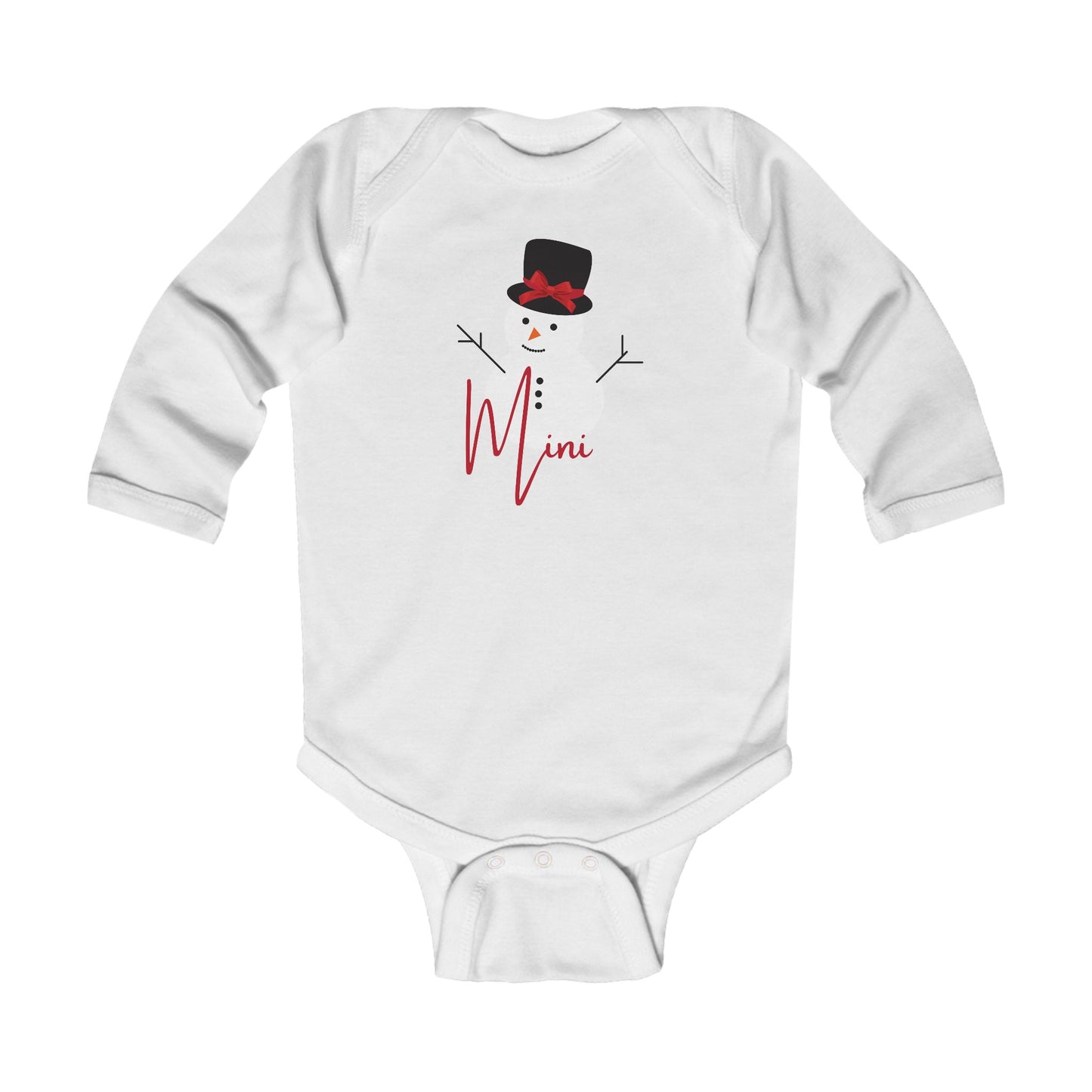 Mini Snowman Bow | Infant Long Sleeve Bodysuit