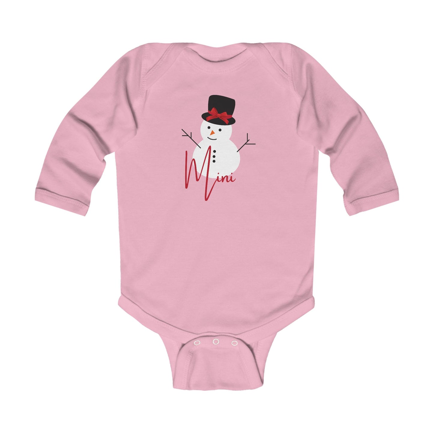 Mini Snowman Bow | Infant Long Sleeve Bodysuit