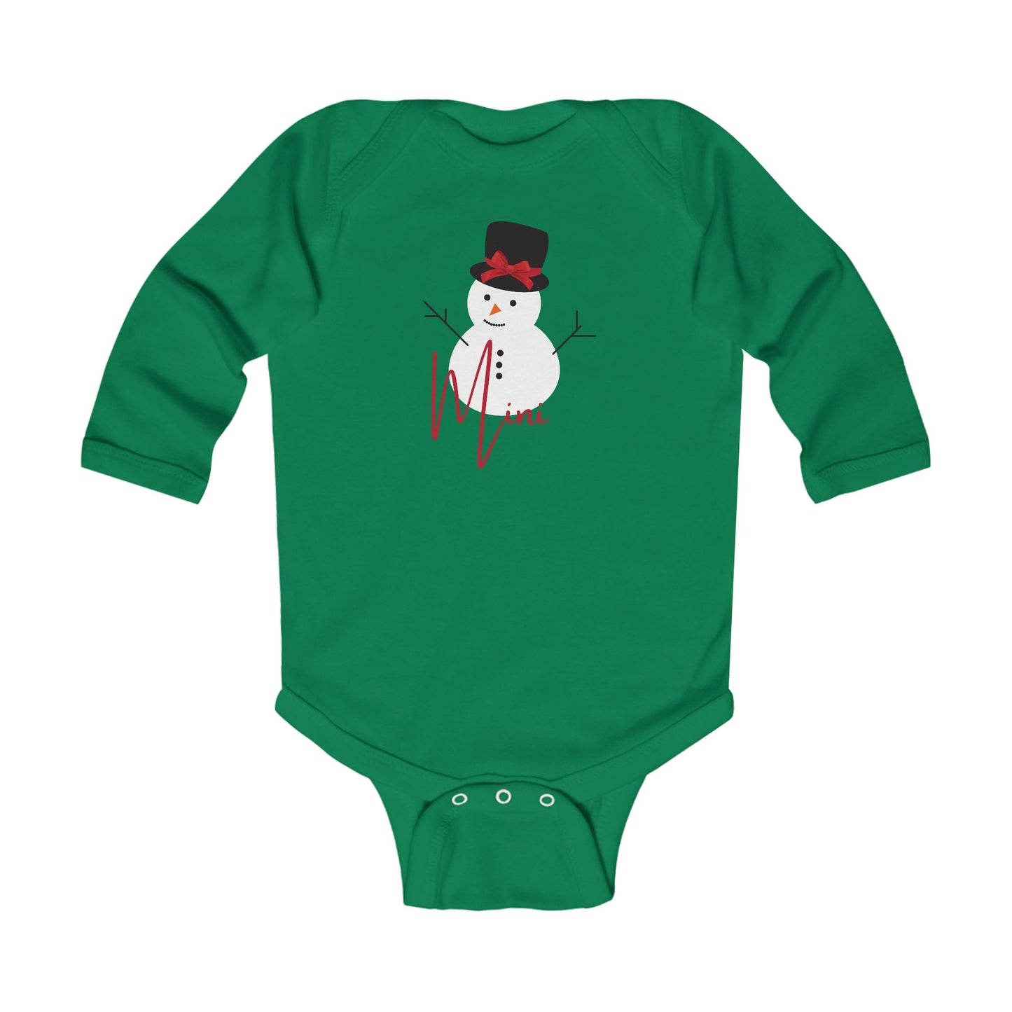 Mini Snowman Bow | Infant Long Sleeve Bodysuit