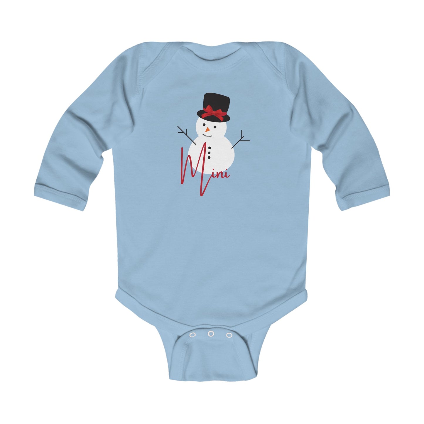 Mini Snowman Bow | Infant Long Sleeve Bodysuit